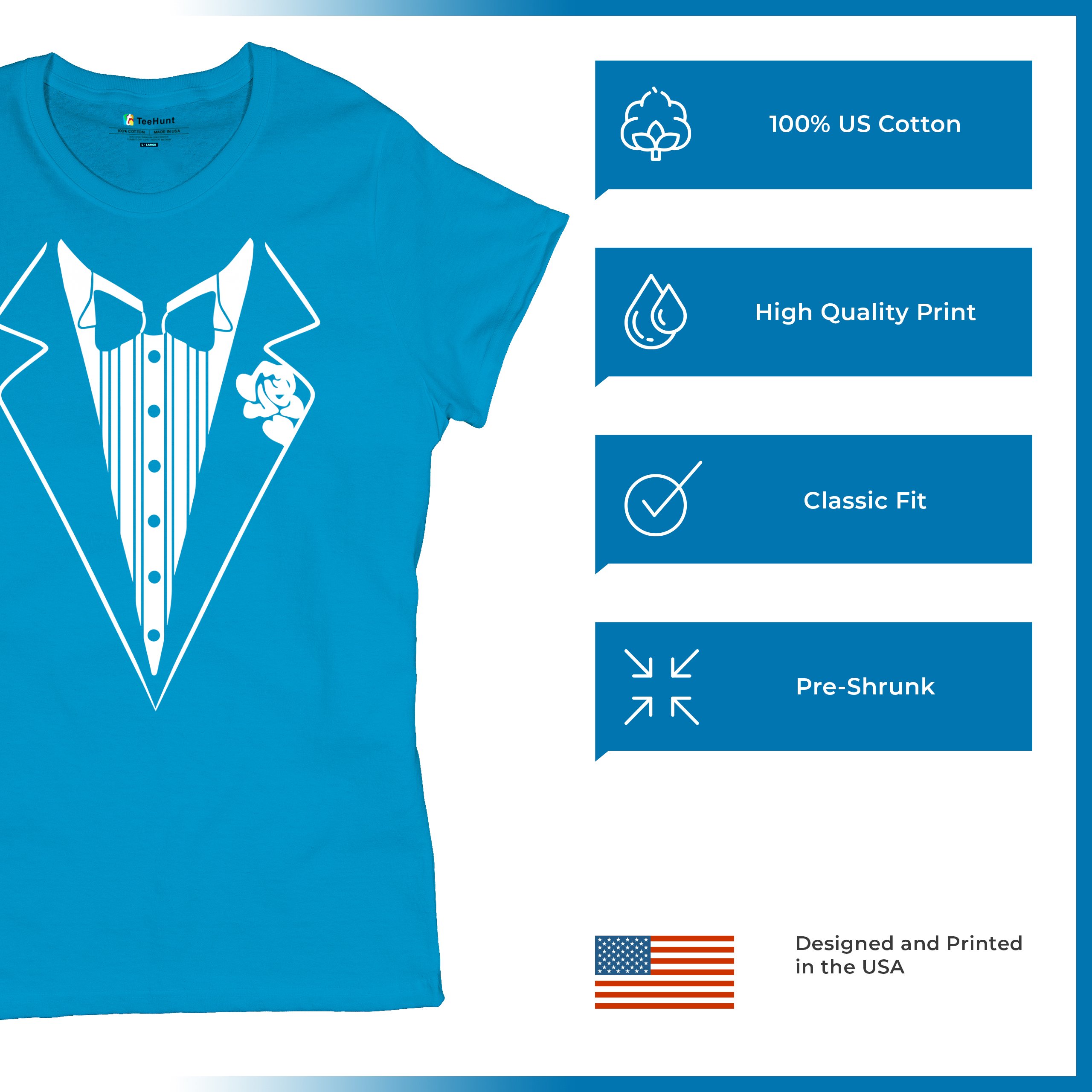Tuxedo Funny Cotton T-Shirt Tux Wedding Party - Picture 34 of 49