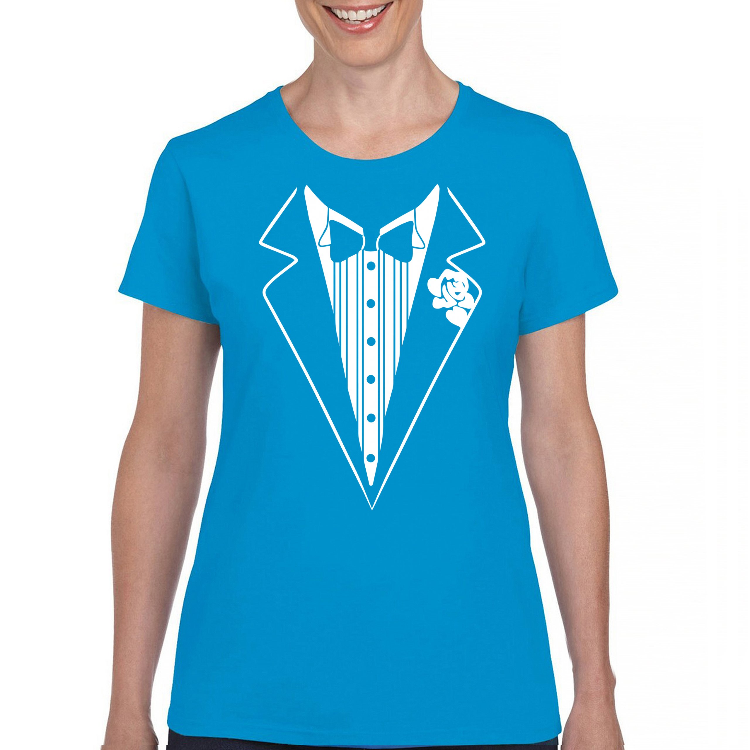 Tuxedo Funny Cotton T-Shirt Tux Wedding Party - Picture 29 of 49