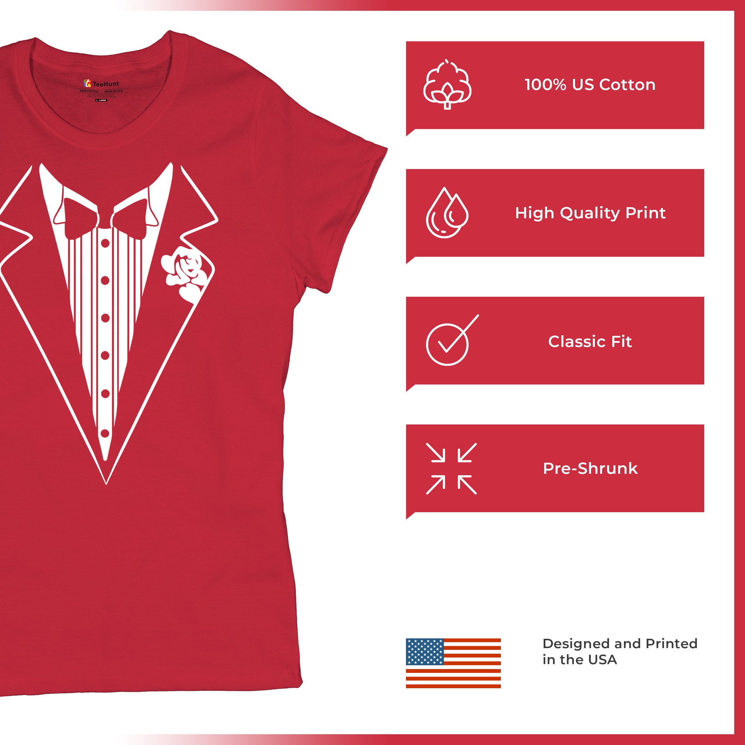 Tuxedo Funny Cotton T-Shirt Tux Wedding Party - Picture 20 of 49