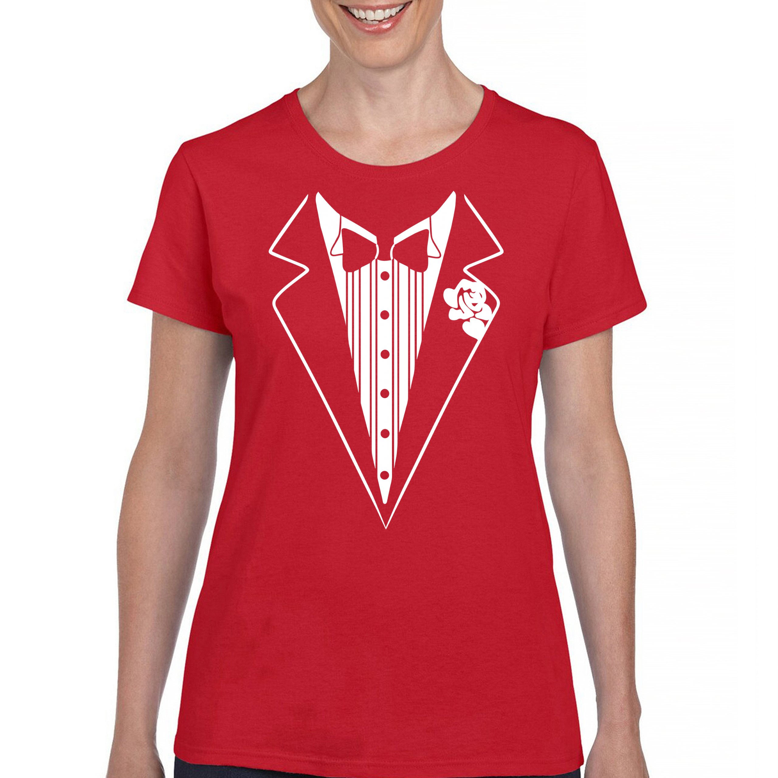 Tuxedo Funny Cotton T-Shirt Tux Wedding Party - Picture 15 of 49