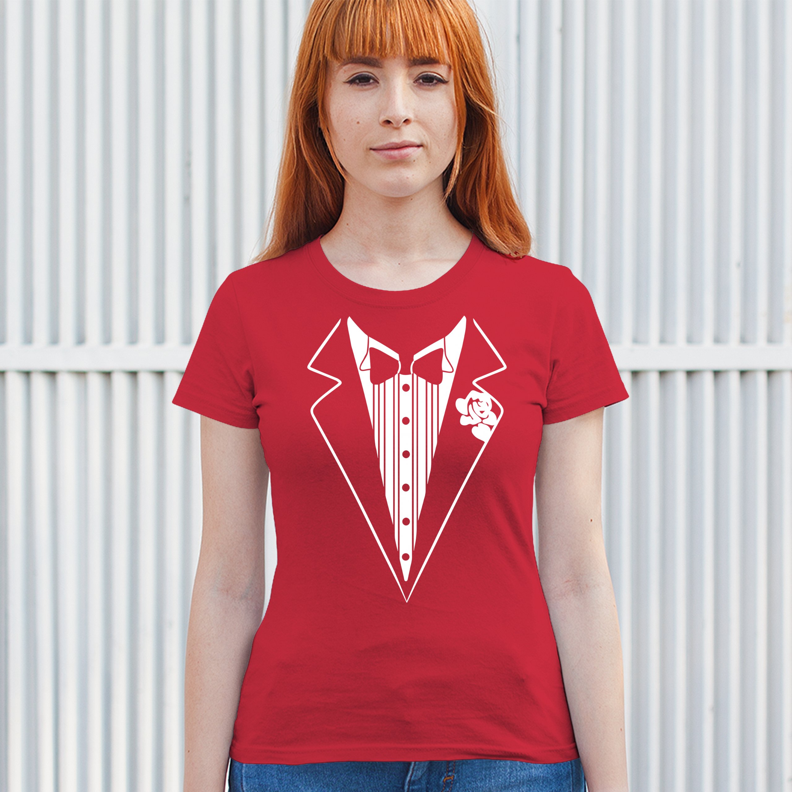 Tuxedo Funny Cotton T-Shirt Tux Wedding Party - Picture 18 of 49