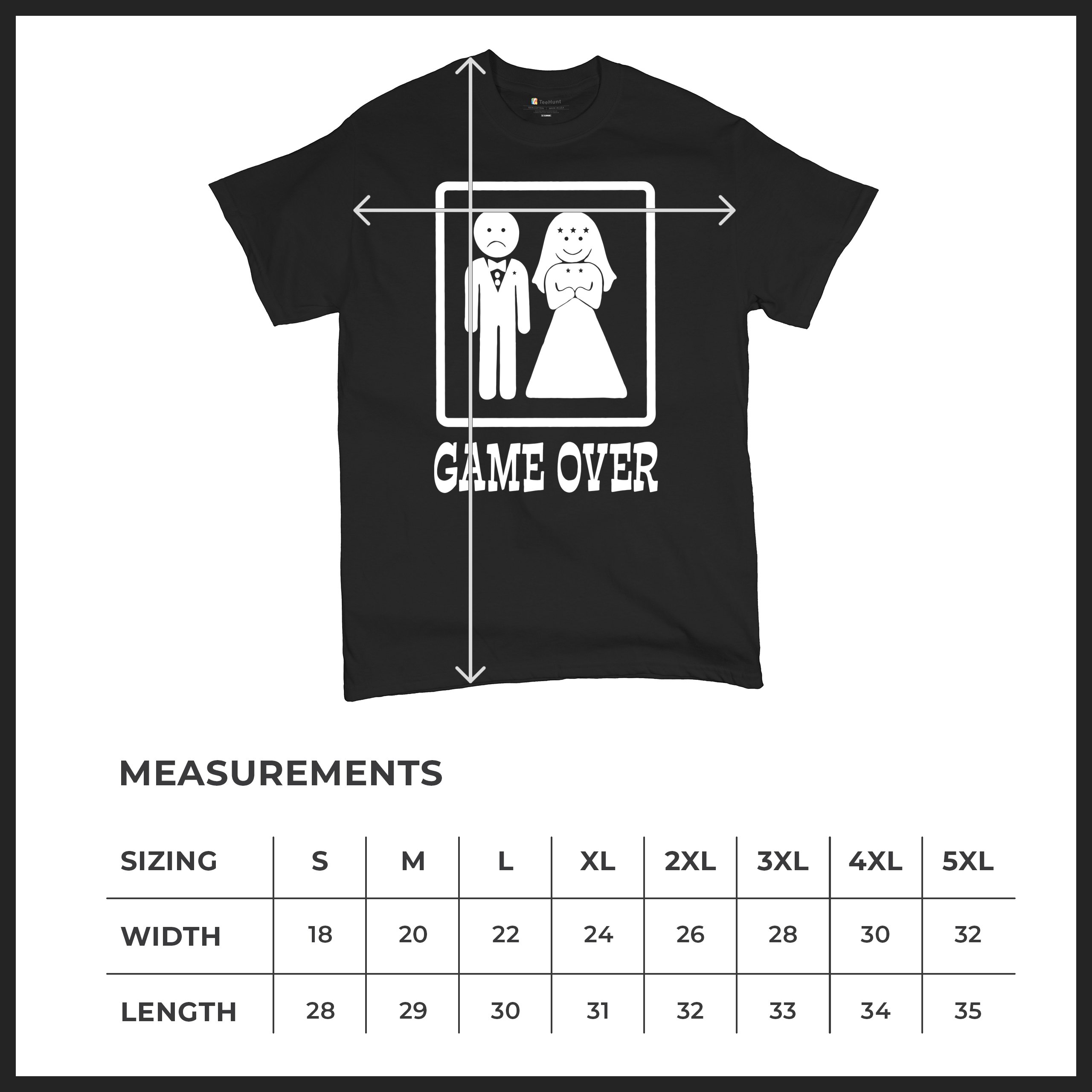 Game Over Funny T-Shirt Groom And Bride Wedding Tee Shirt - Picture 14 of 91