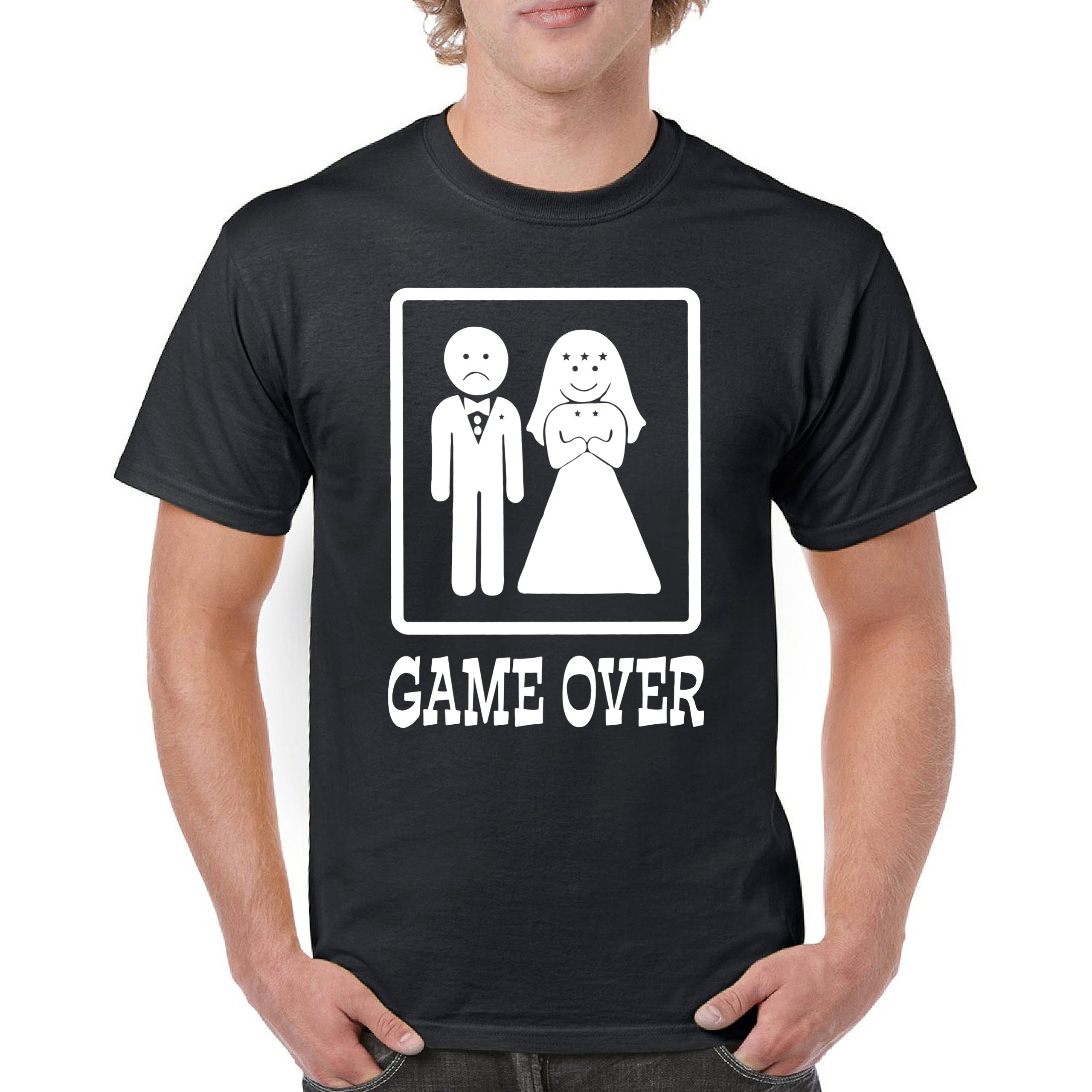Game Over Funny T-Shirt Groom And Bride Wedding Tee Shirt - Picture 8 of 91
