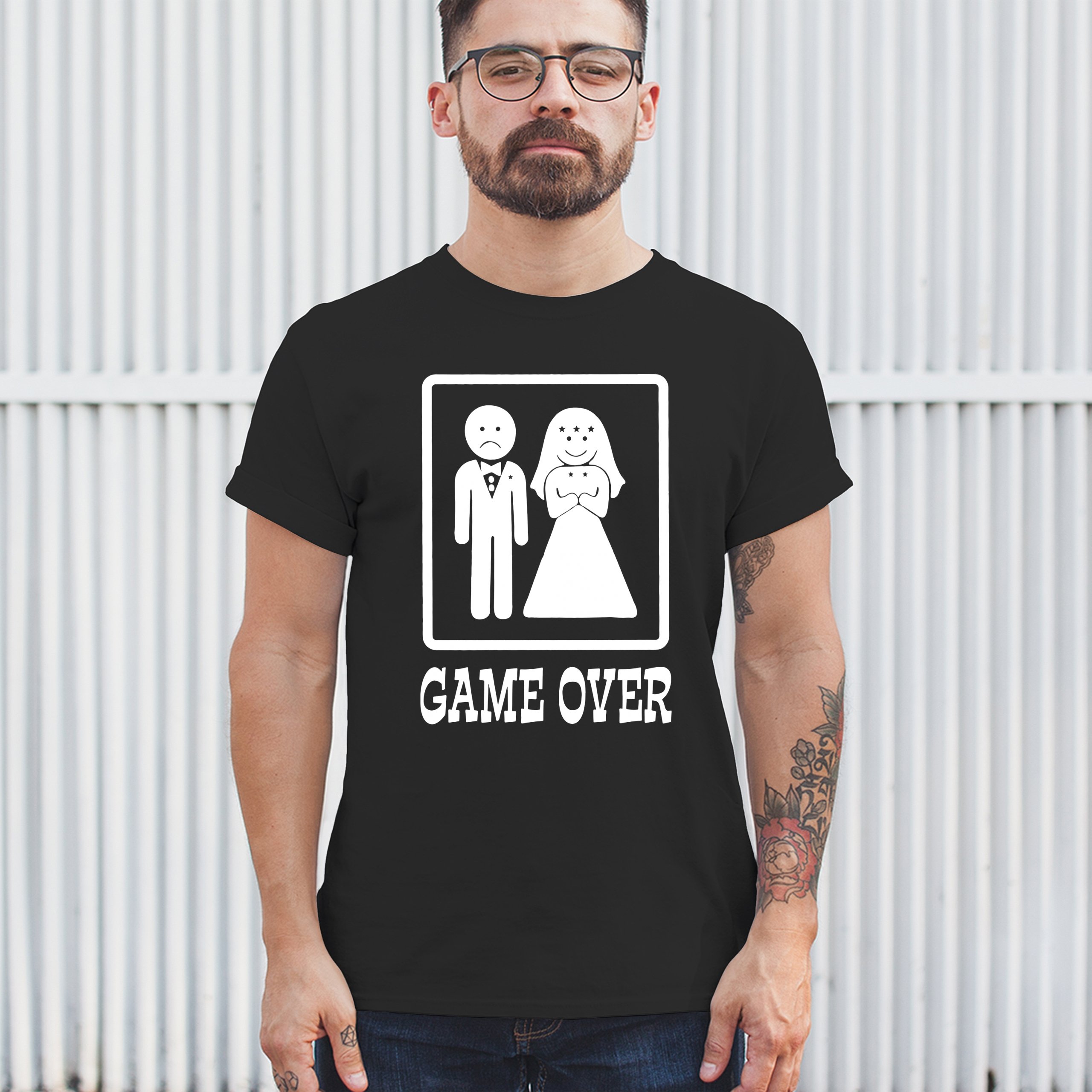 Game Over Funny T-Shirt Groom And Bride Wedding Tee Shirt - Picture 11 of 91