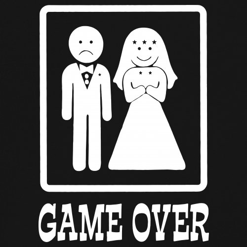 Game Over Funny T-Shirt Groom And Bride Wedding Tee Shirt - Picture 10 of 91