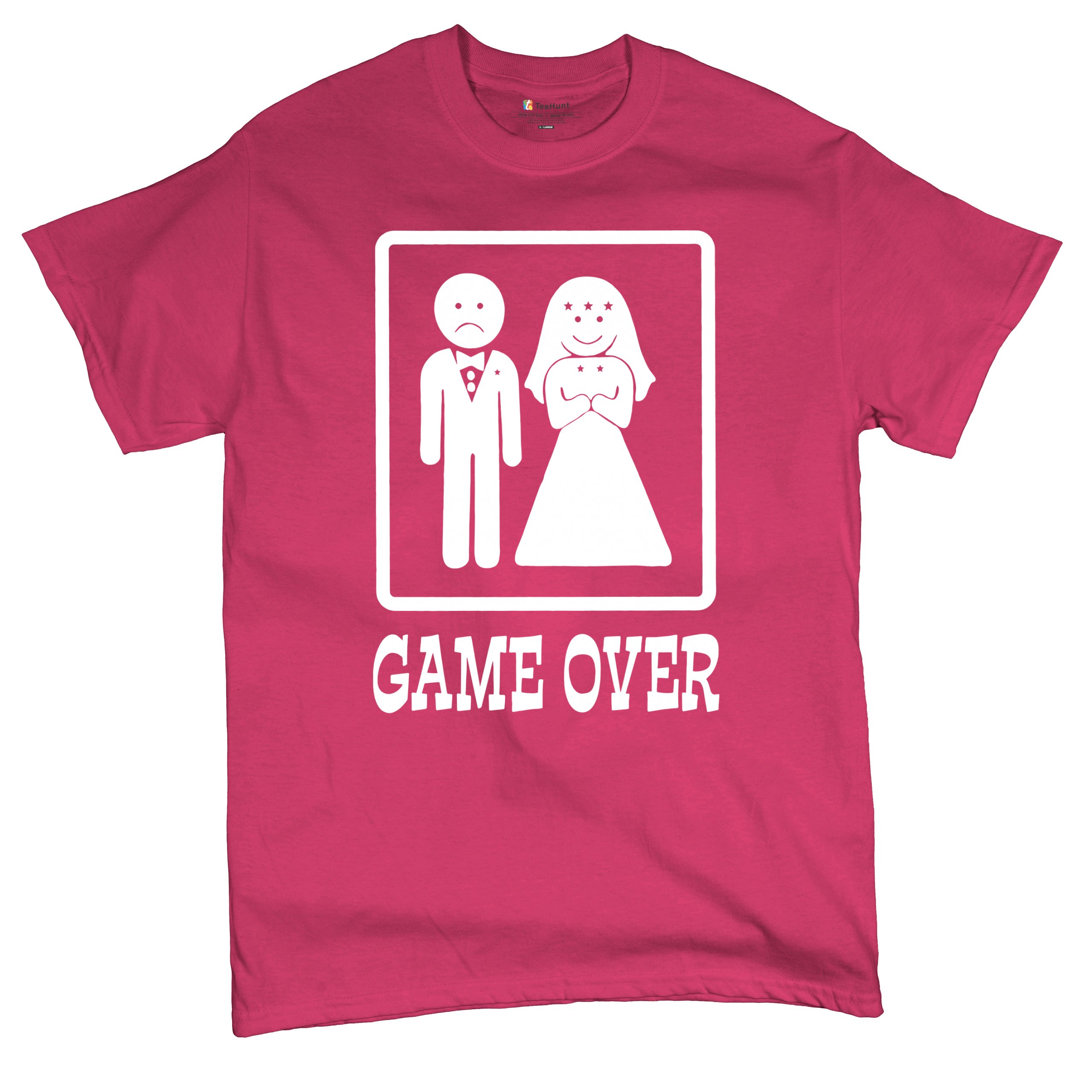 Game Over Funny T-Shirt Groom And Bride Wedding Tee Shirt - Picture 75 of 91