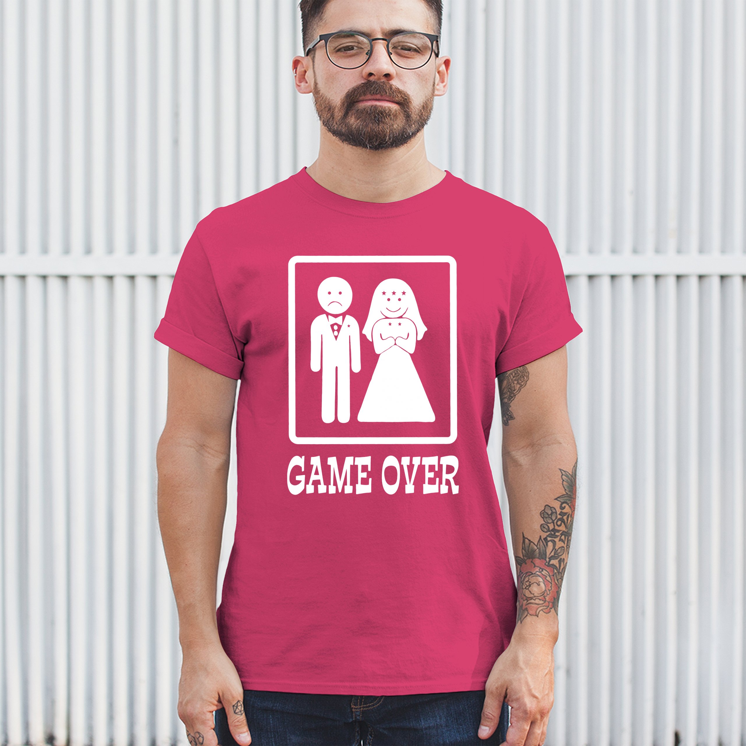 Game Over Funny T-Shirt Groom And Bride Wedding Tee Shirt - Picture 74 of 91