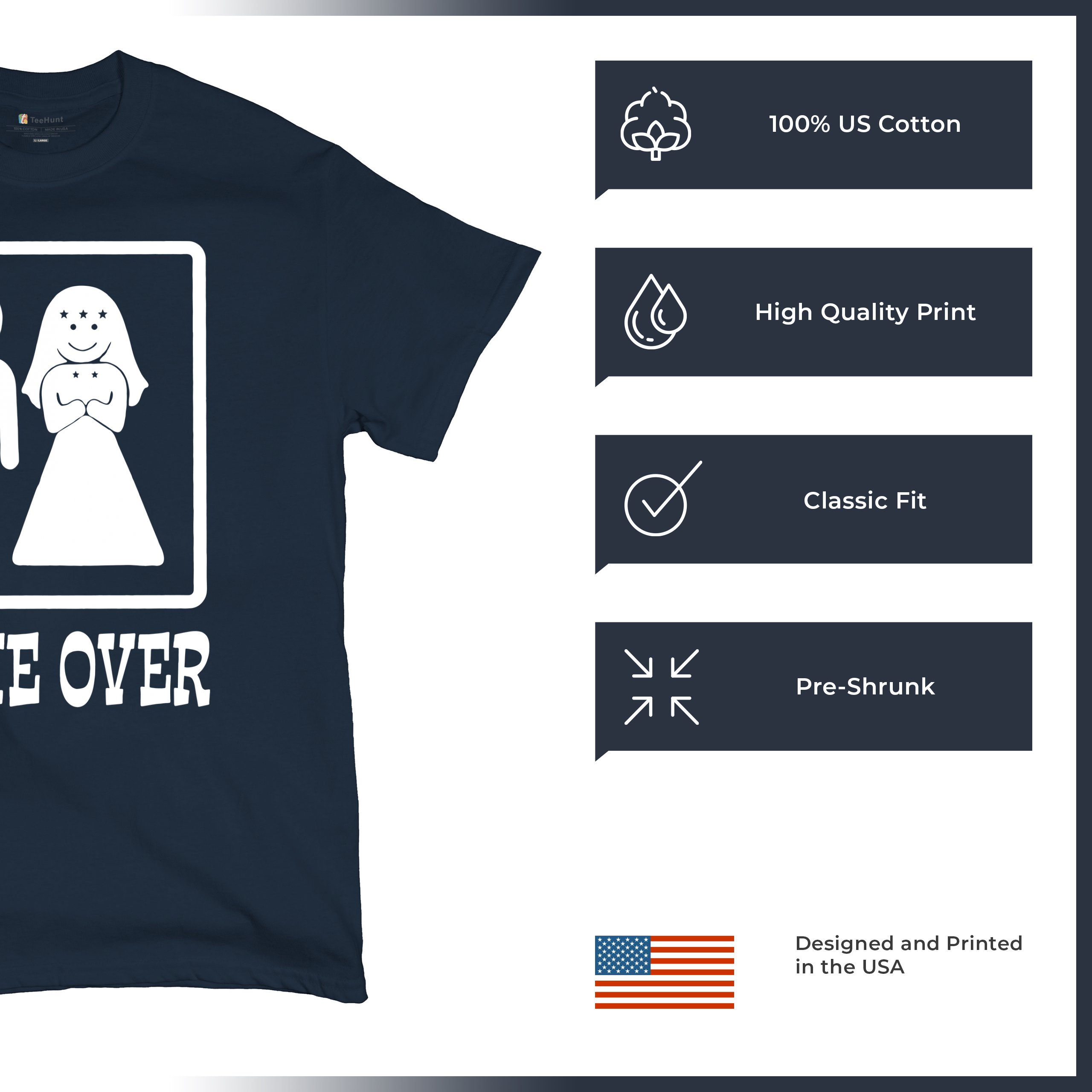 Game Over Funny T-Shirt Groom And Bride Wedding Tee Shirt - Picture 34 of 91