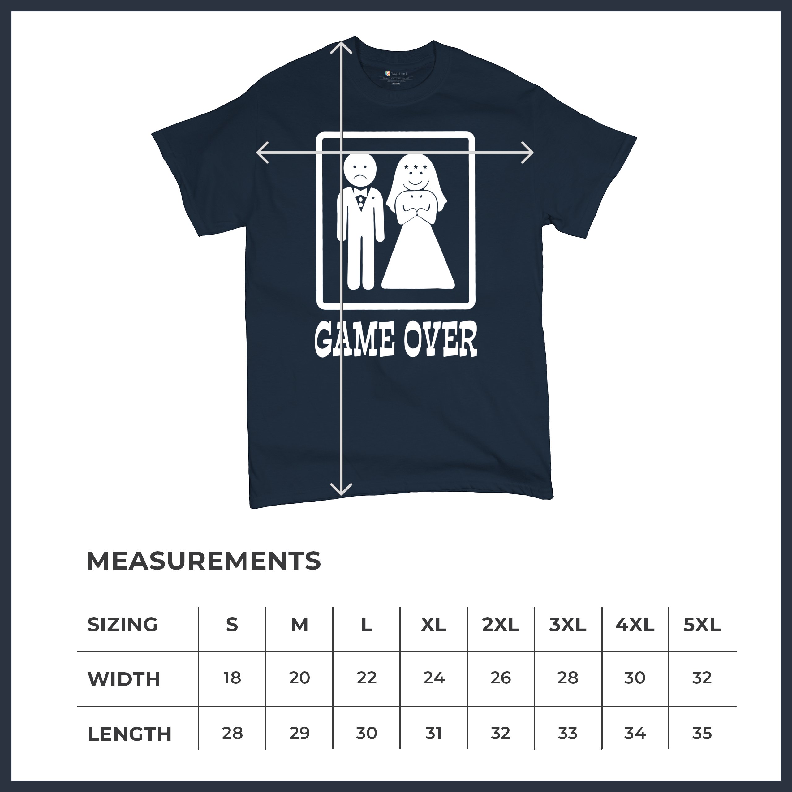 Game Over Funny T-Shirt Groom And Bride Wedding Tee Shirt - Picture 35 of 91