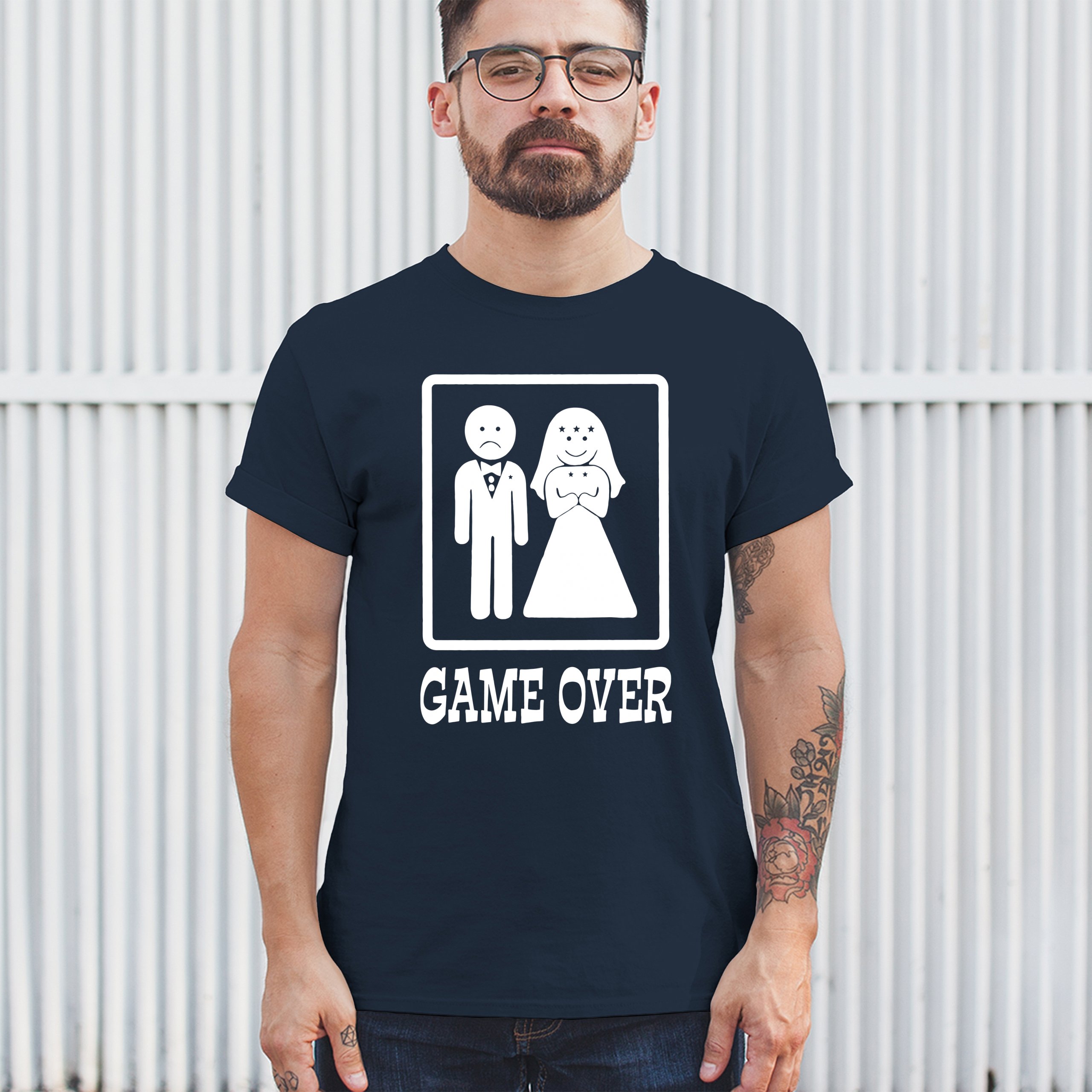 Game Over Funny T-Shirt Groom And Bride Wedding Tee Shirt - Picture 32 of 91