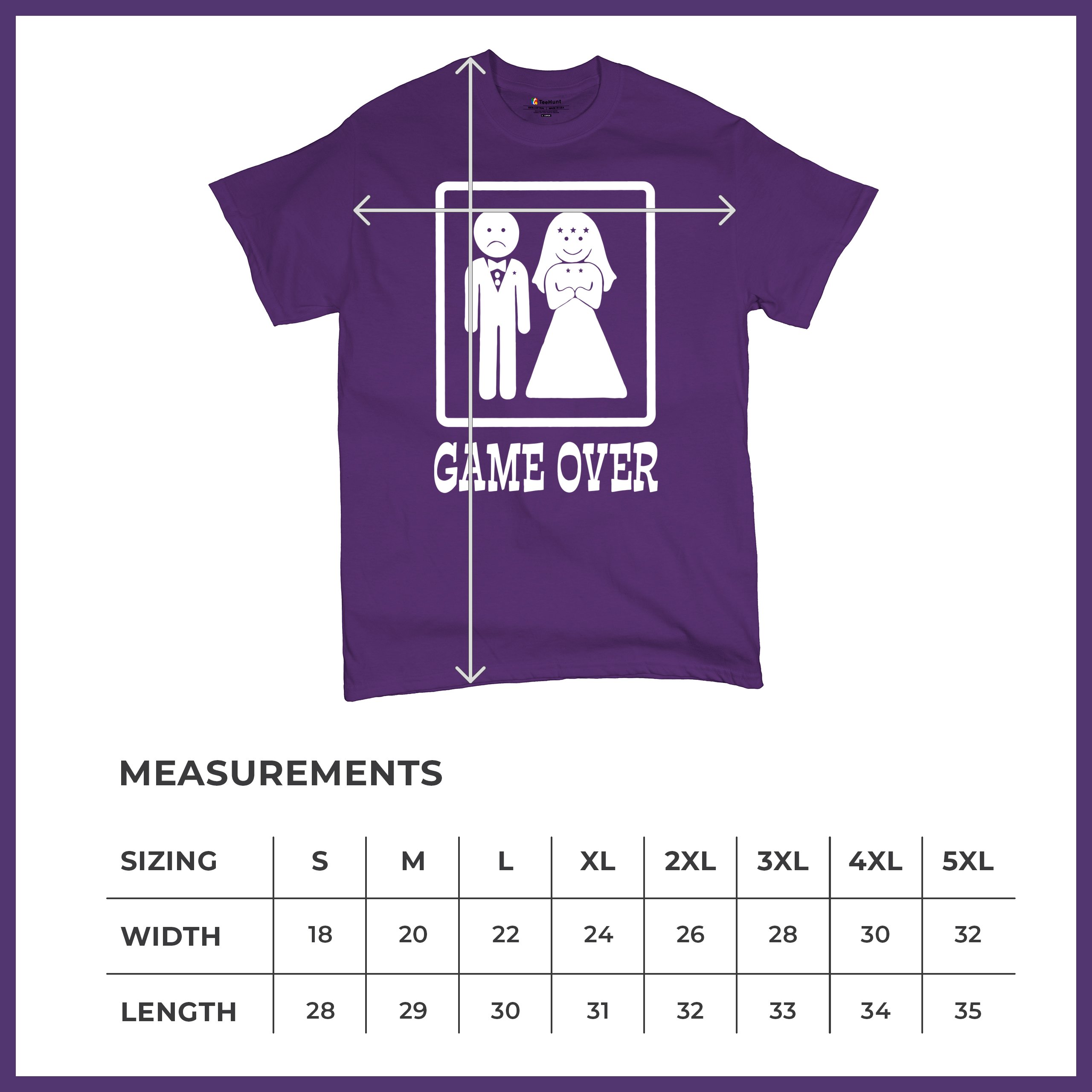 Game Over Funny T-Shirt Groom And Bride Wedding Tee Shirt - Picture 84 of 91