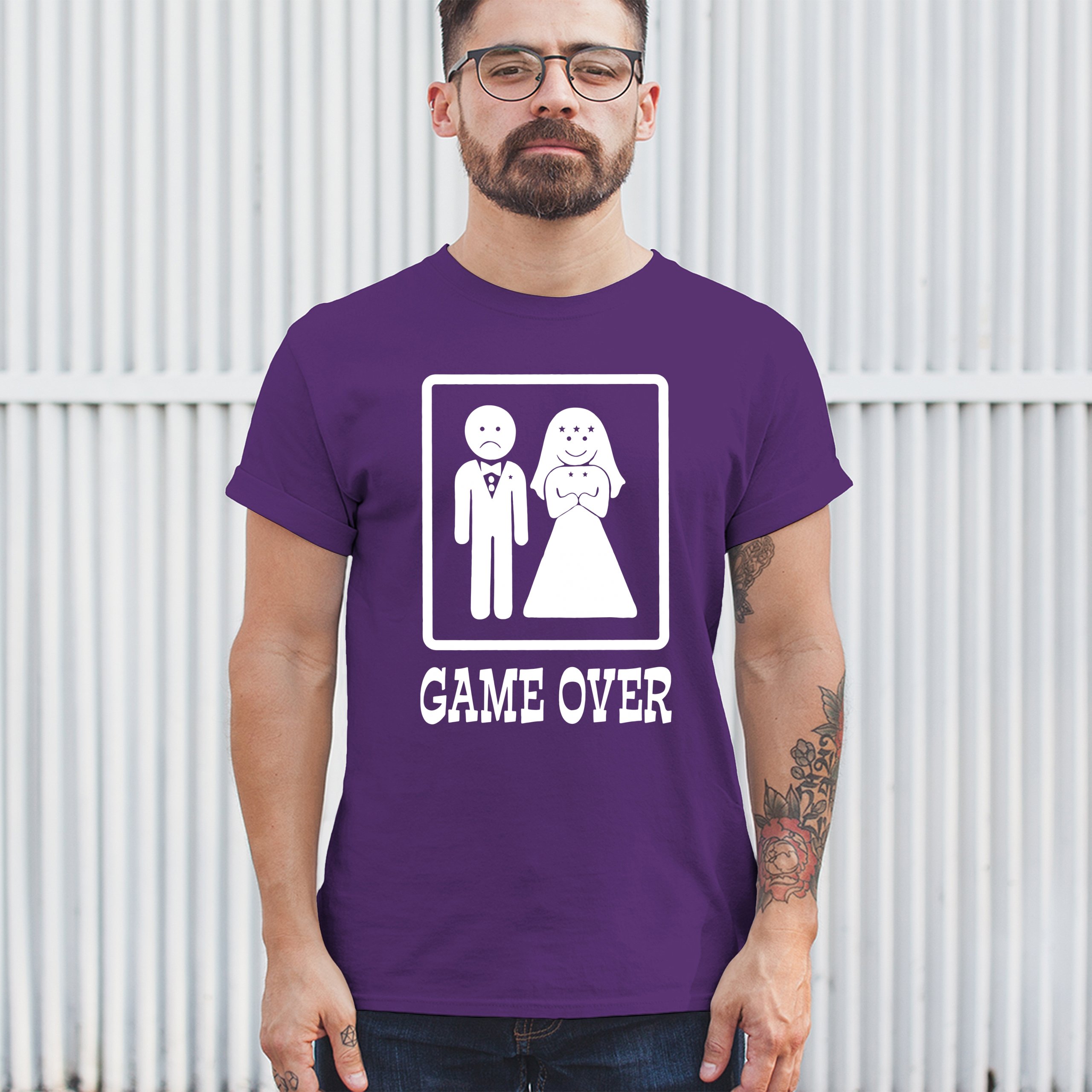 Game Over Funny T-Shirt Groom And Bride Wedding Tee Shirt - Picture 81 of 91