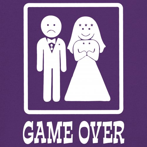 Game Over Funny T-Shirt Groom And Bride Wedding Tee Shirt - Picture 80 of 91