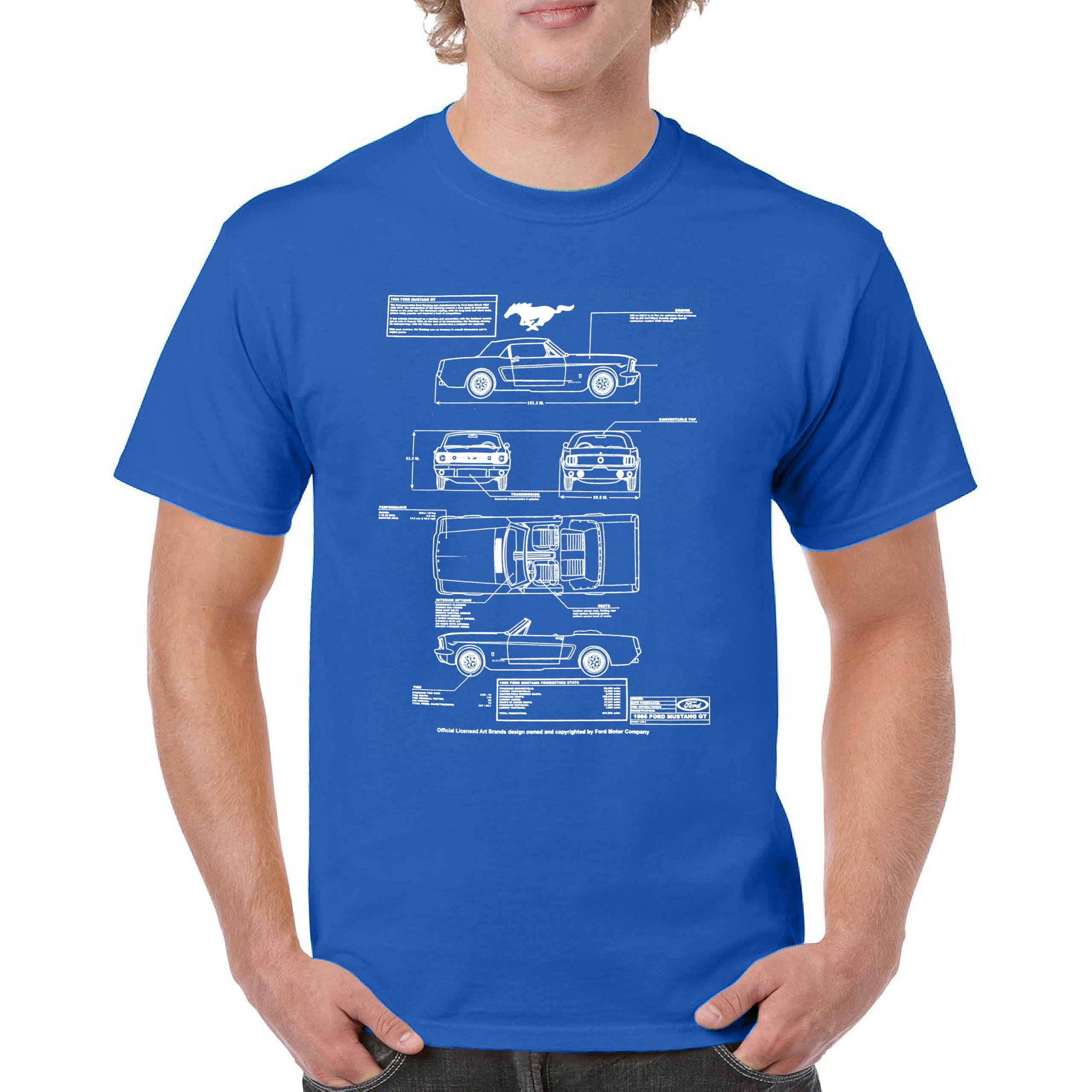 1966 Ford Mustang GT Blueprint T-Shirt American Classic Tee Shirt