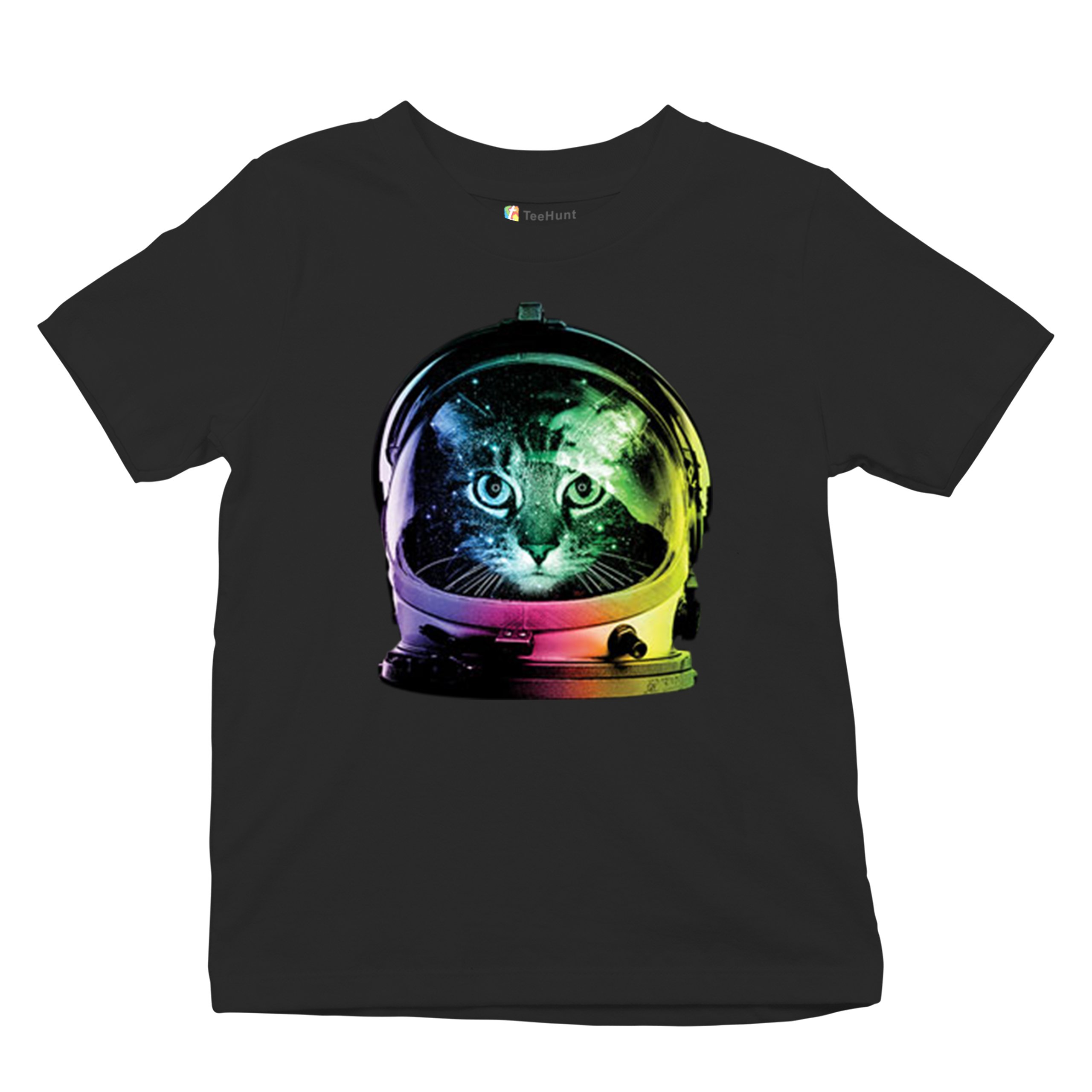 Space Cat Youth T-Shirt Astronaut Kitten Neon Galaxy Tee - Picture 12 of 56