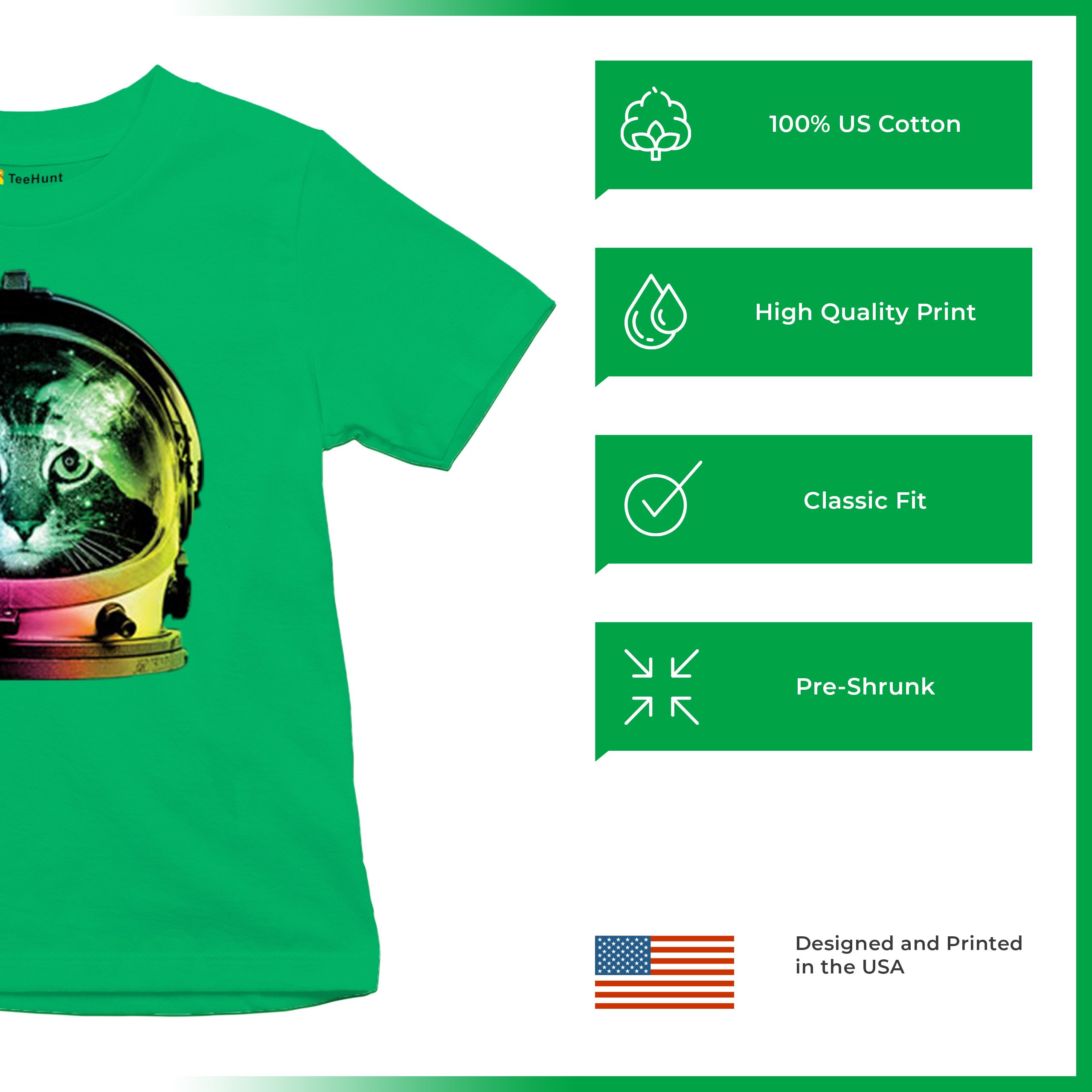 Space Cat Youth T-Shirt Astronaut Kitten Neon Galaxy Tee - Picture 41 of 56