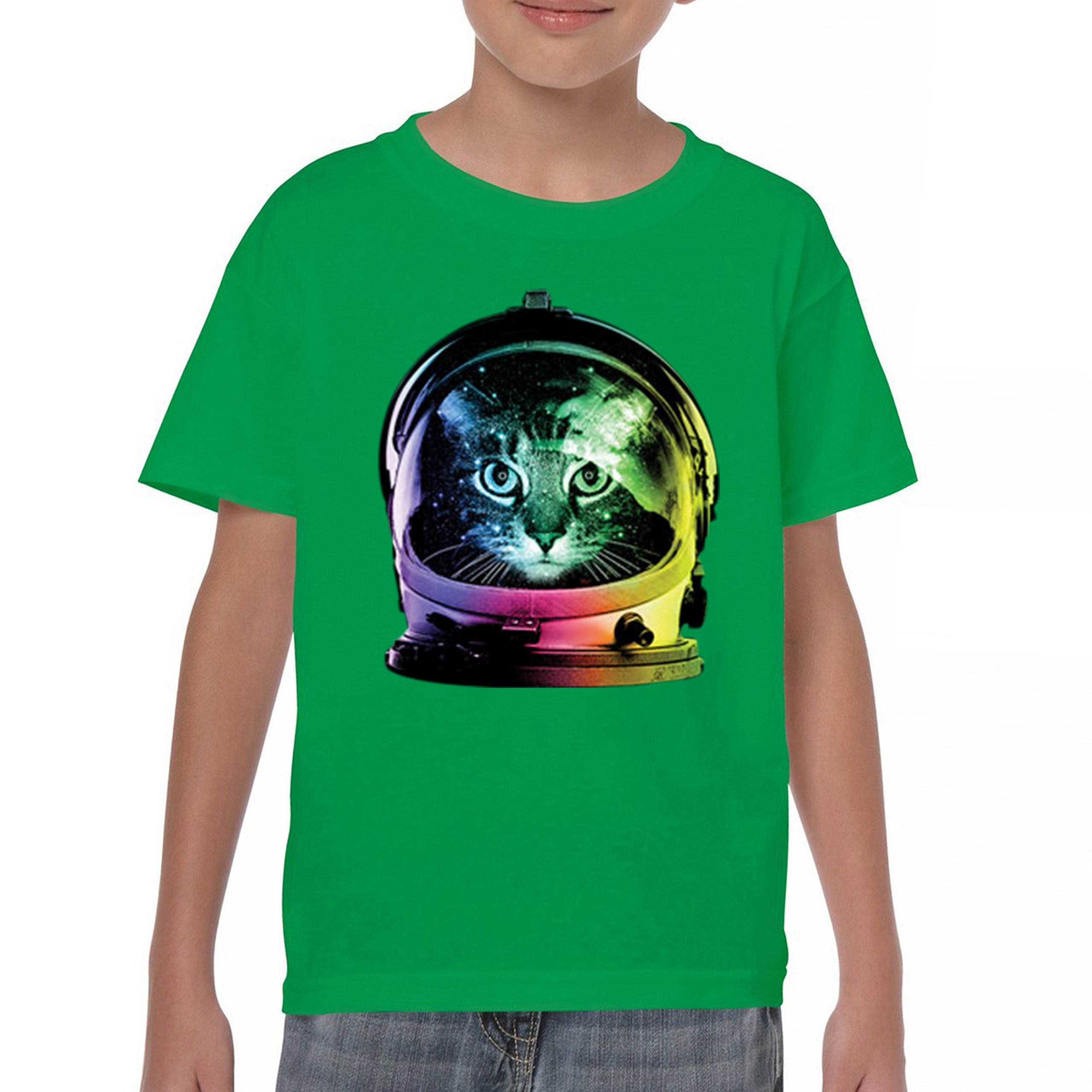 Space Cat Youth T-Shirt Astronaut Kitten Neon Galaxy Tee - Picture 36 of 56