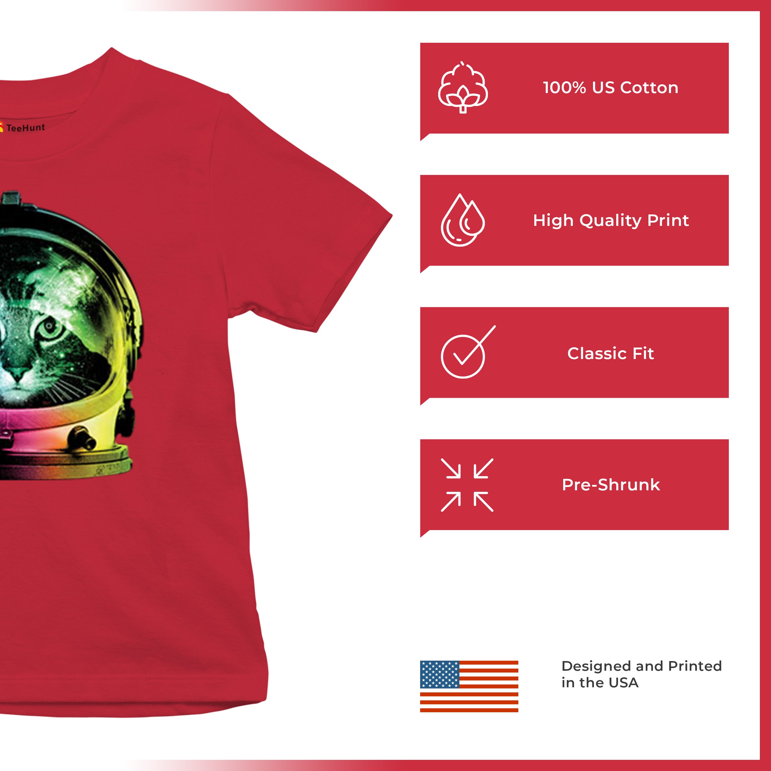 Space Cat Youth T-Shirt Astronaut Kitten Neon Galaxy Tee - Picture 55 of 56