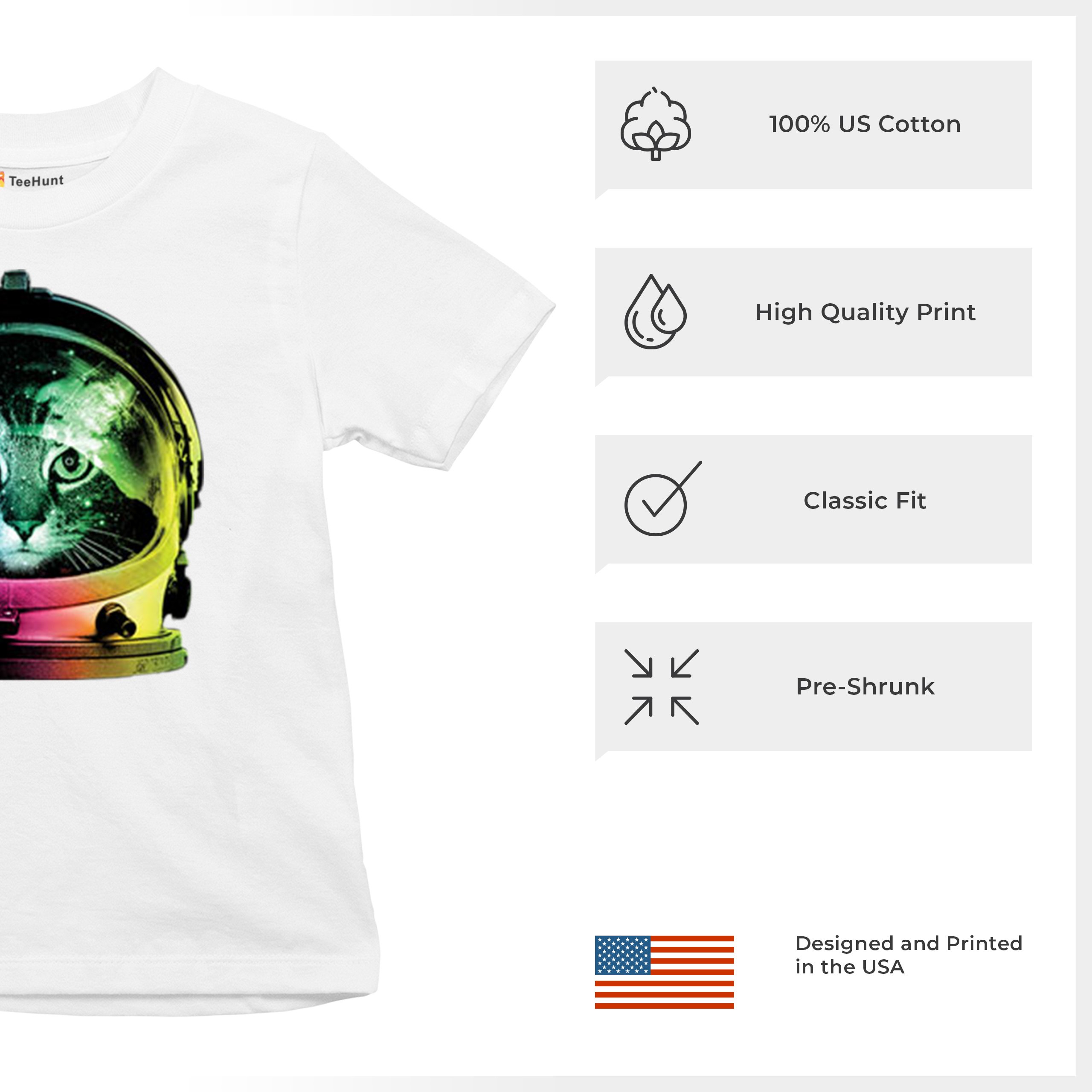 Space Cat Youth T-Shirt Astronaut Kitten Neon Galaxy Tee - Picture 20 of 56
