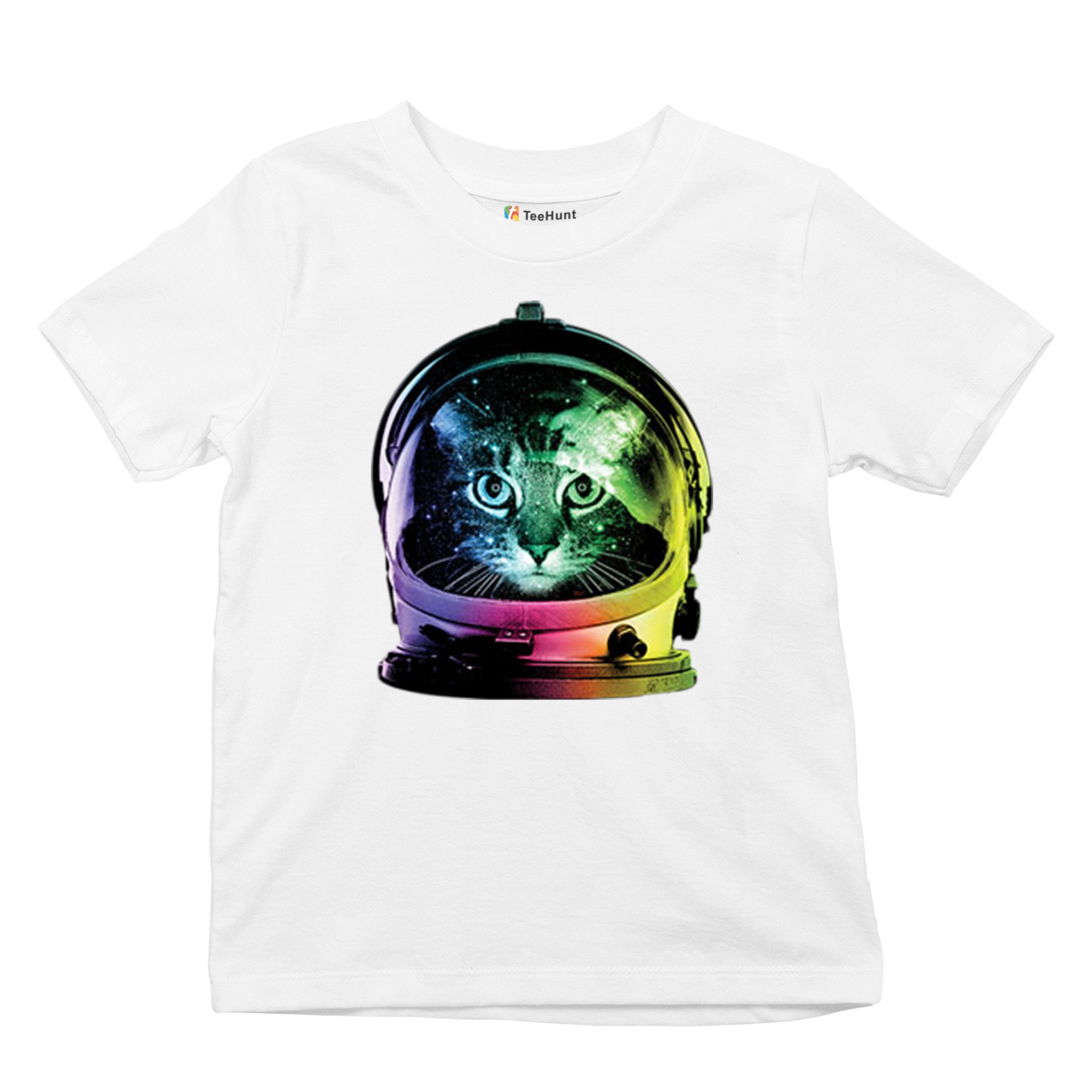 Space Cat Youth T-Shirt Astronaut Kitten Neon Galaxy Tee - Picture 19 of 56