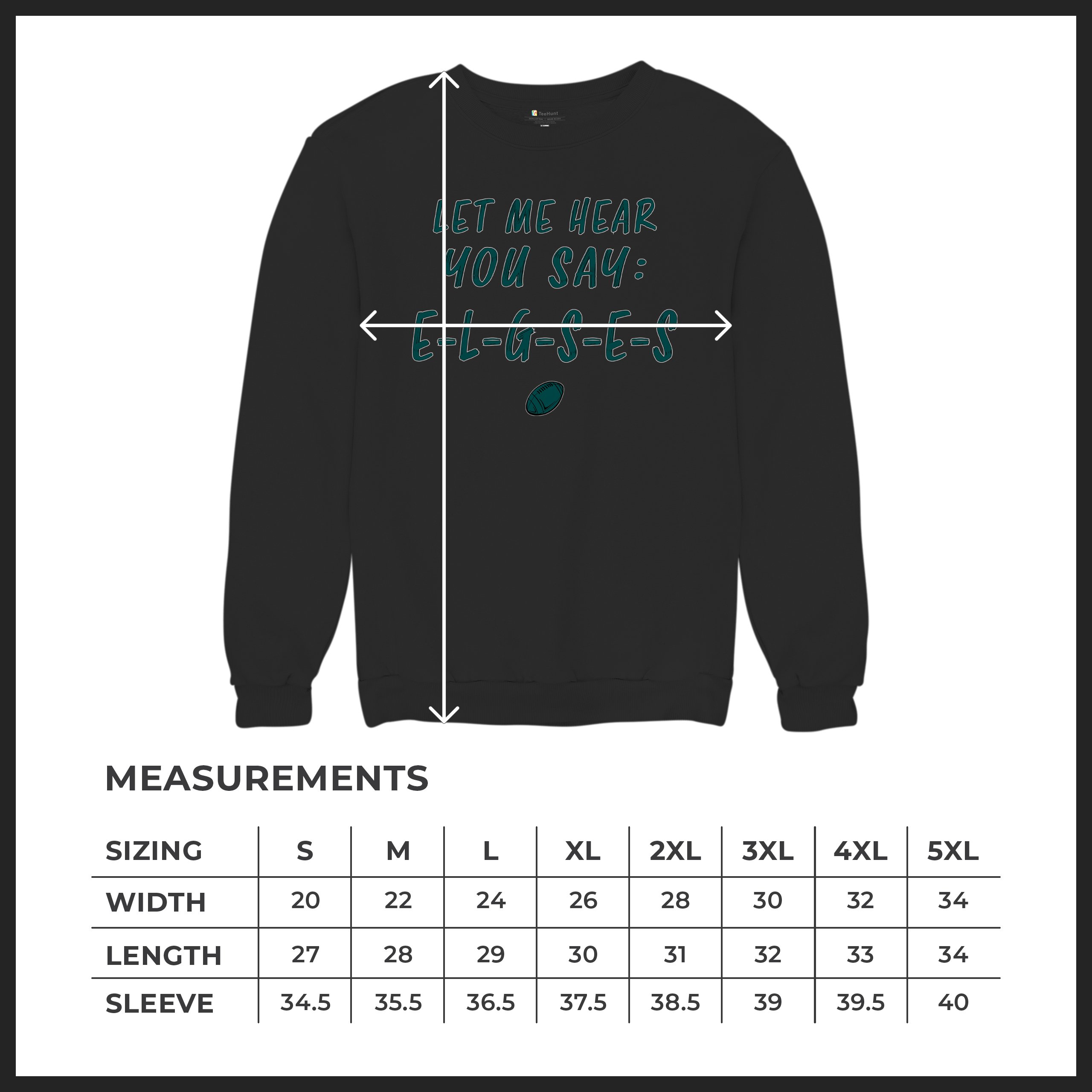 Let Me Hear You Say E-L-G-S-E-S Sweatshirt Philadelphia Philly Fan PA Crewneck - Picture 14 of 56