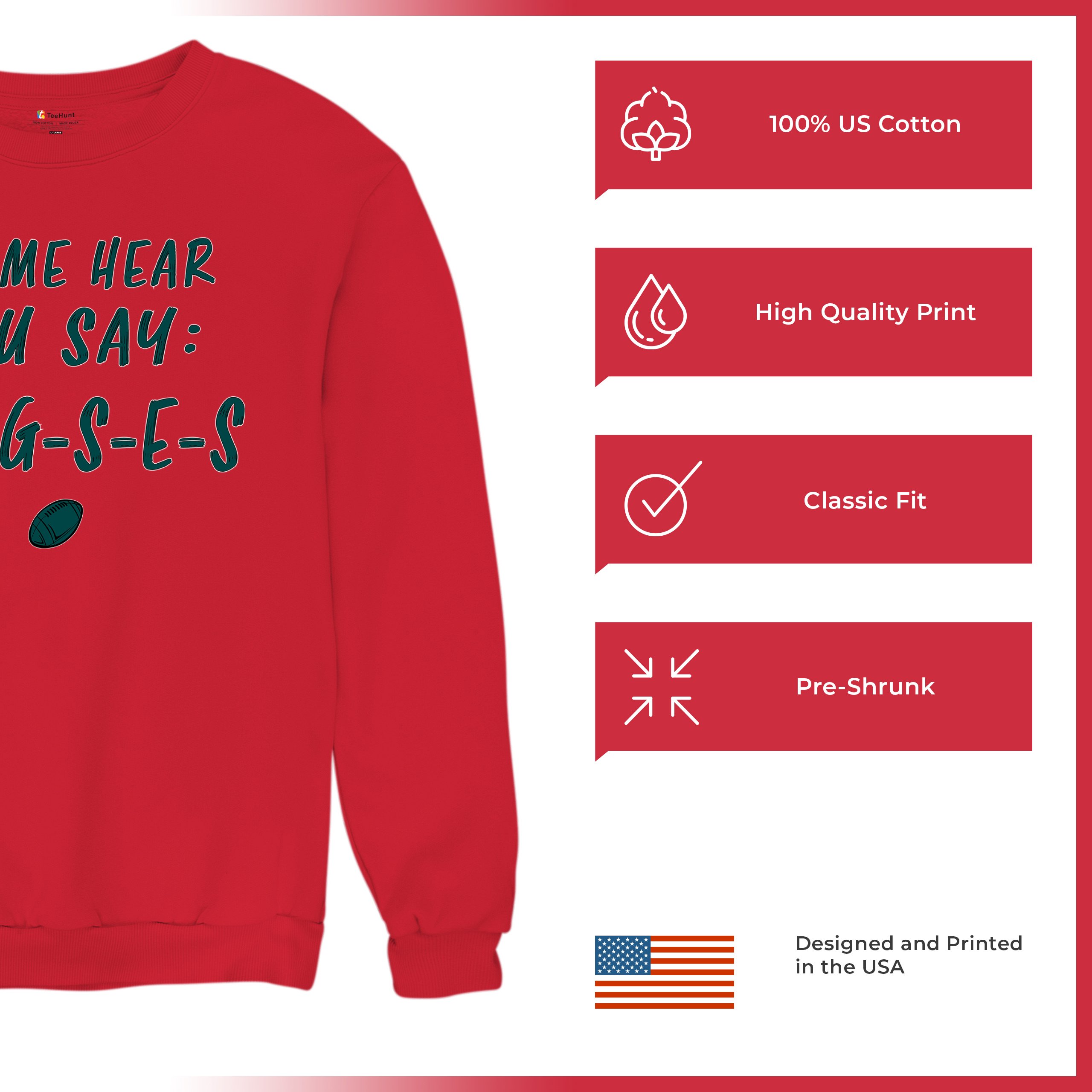 Let Me Hear You Say E-L-G-S-E-S Sweatshirt Philadelphia Philly Fan PA Crewneck - Picture 34 of 56
