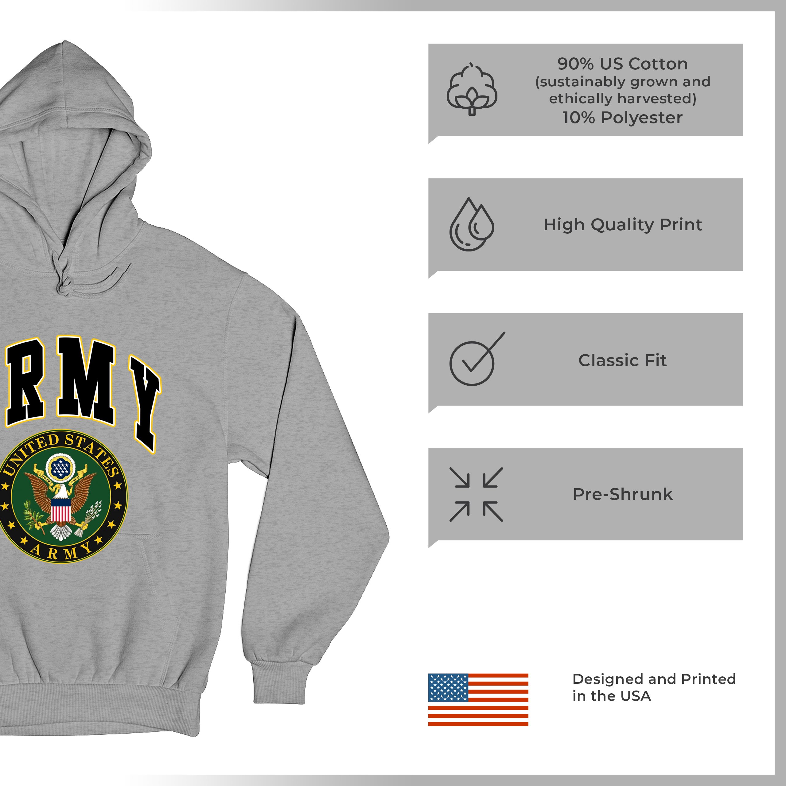 Officially Licensed Distressed US Army Logo Hoodie – Unisex Pullover Sizes S-5X