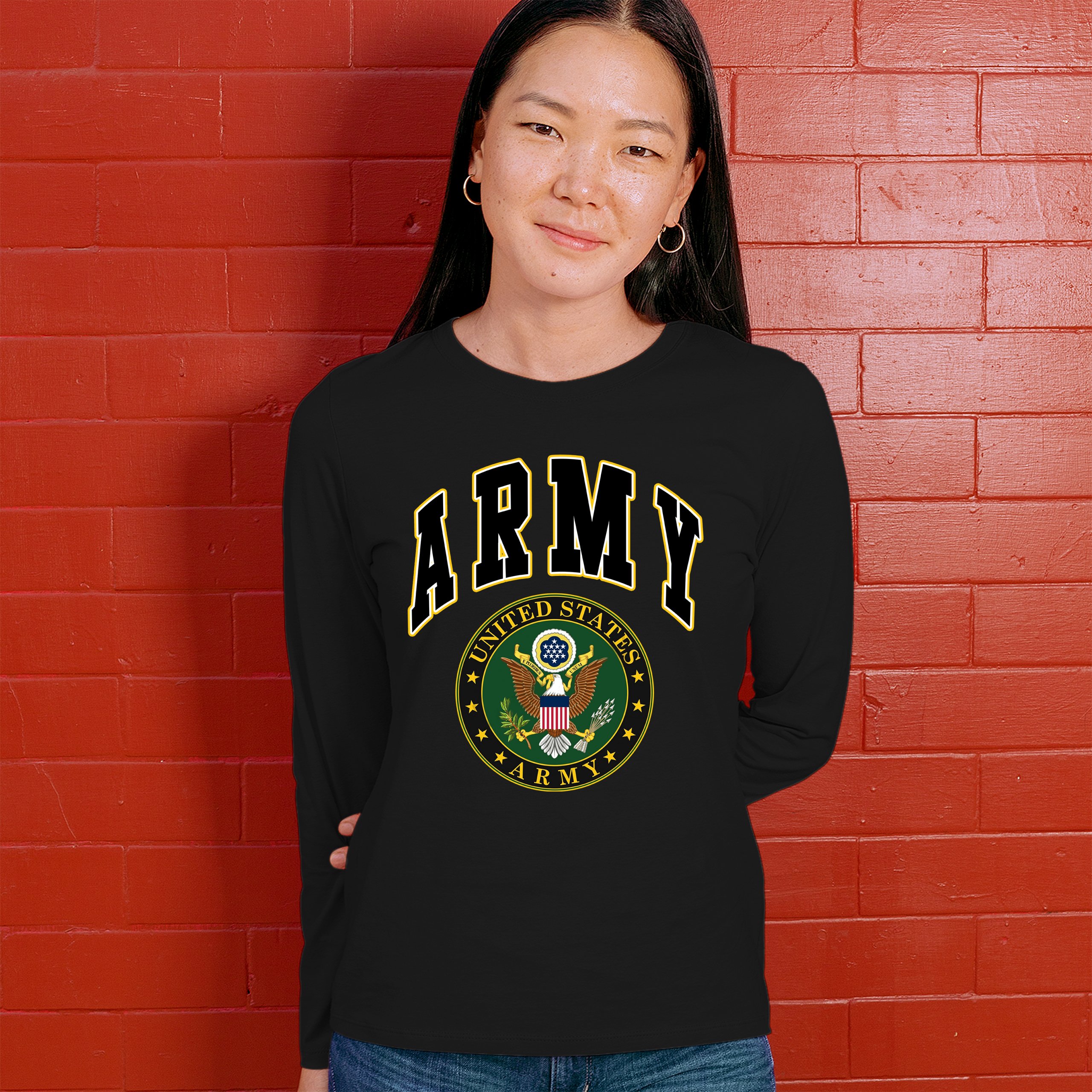 United States Army Long Sleeve T-Shirt Army Crest Patriotic