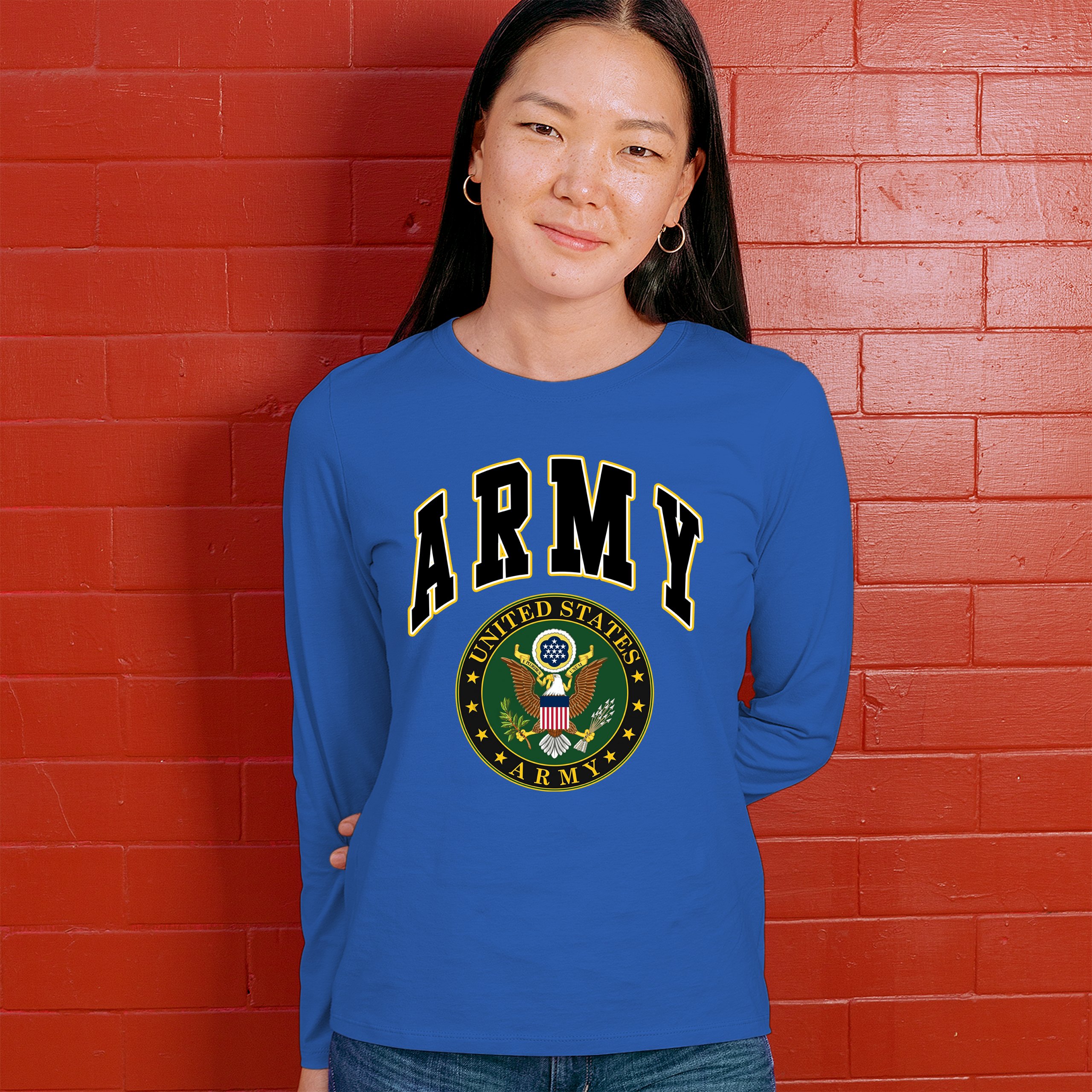 United States Army Long Sleeve T-Shirt Army Crest Patriotic