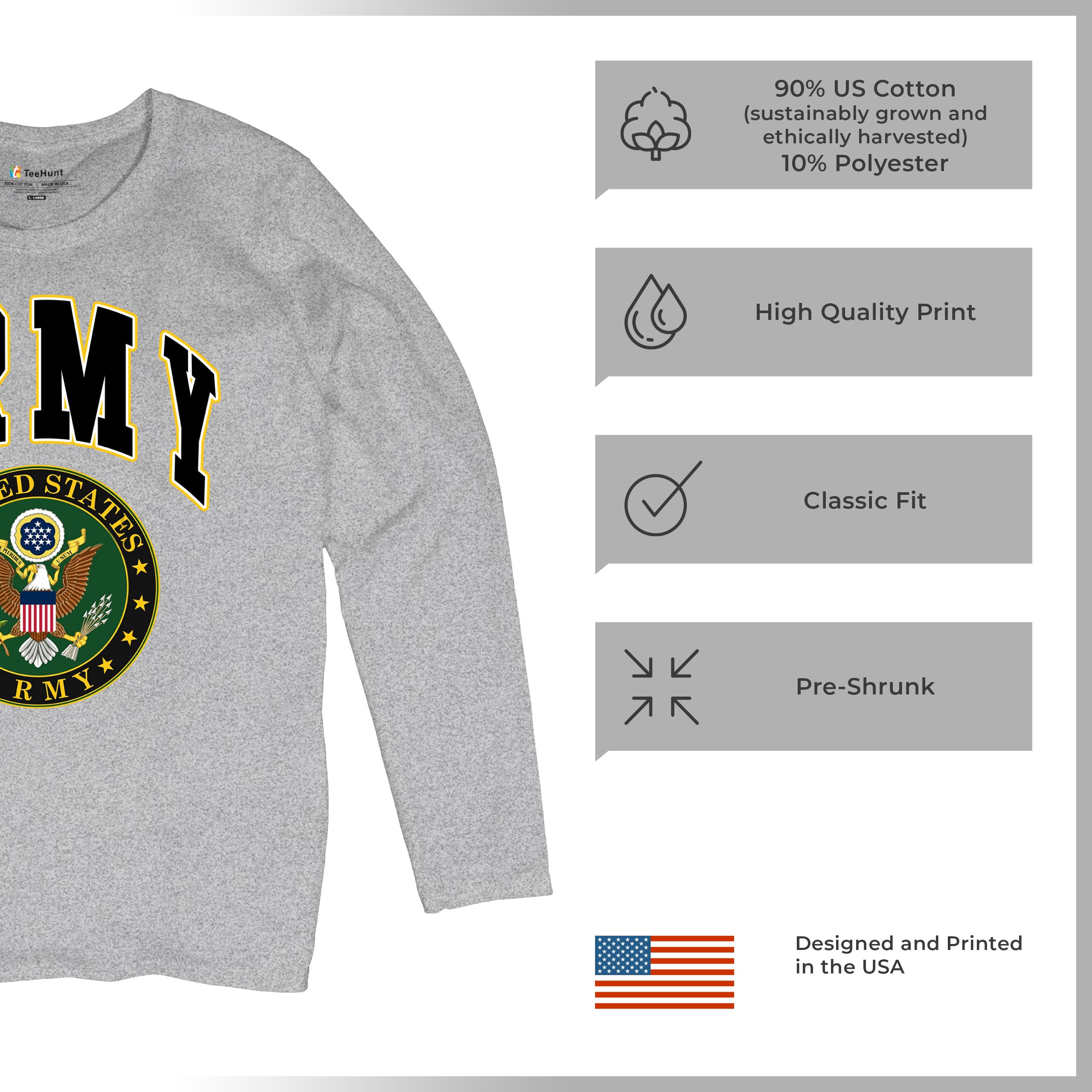 United States Army Long Sleeve T-Shirt Army Crest Patriotic