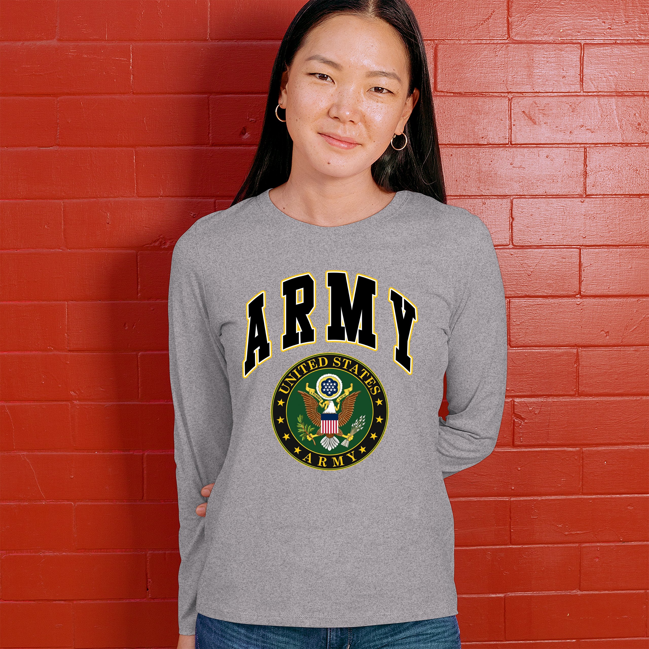 United States Army Long Sleeve T-Shirt Army Crest Patriotic