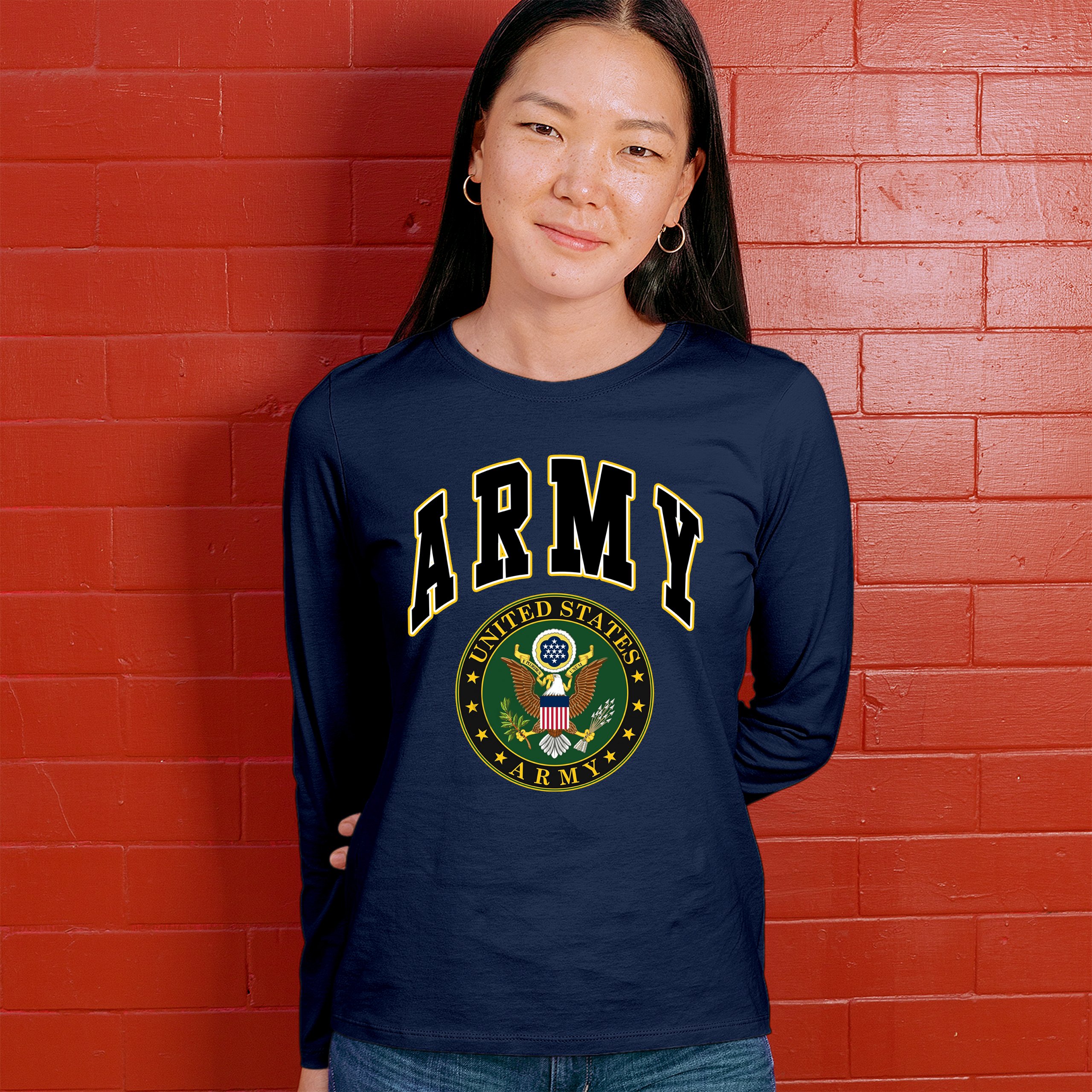 United States Army Long Sleeve T-Shirt Army Crest Patriotic