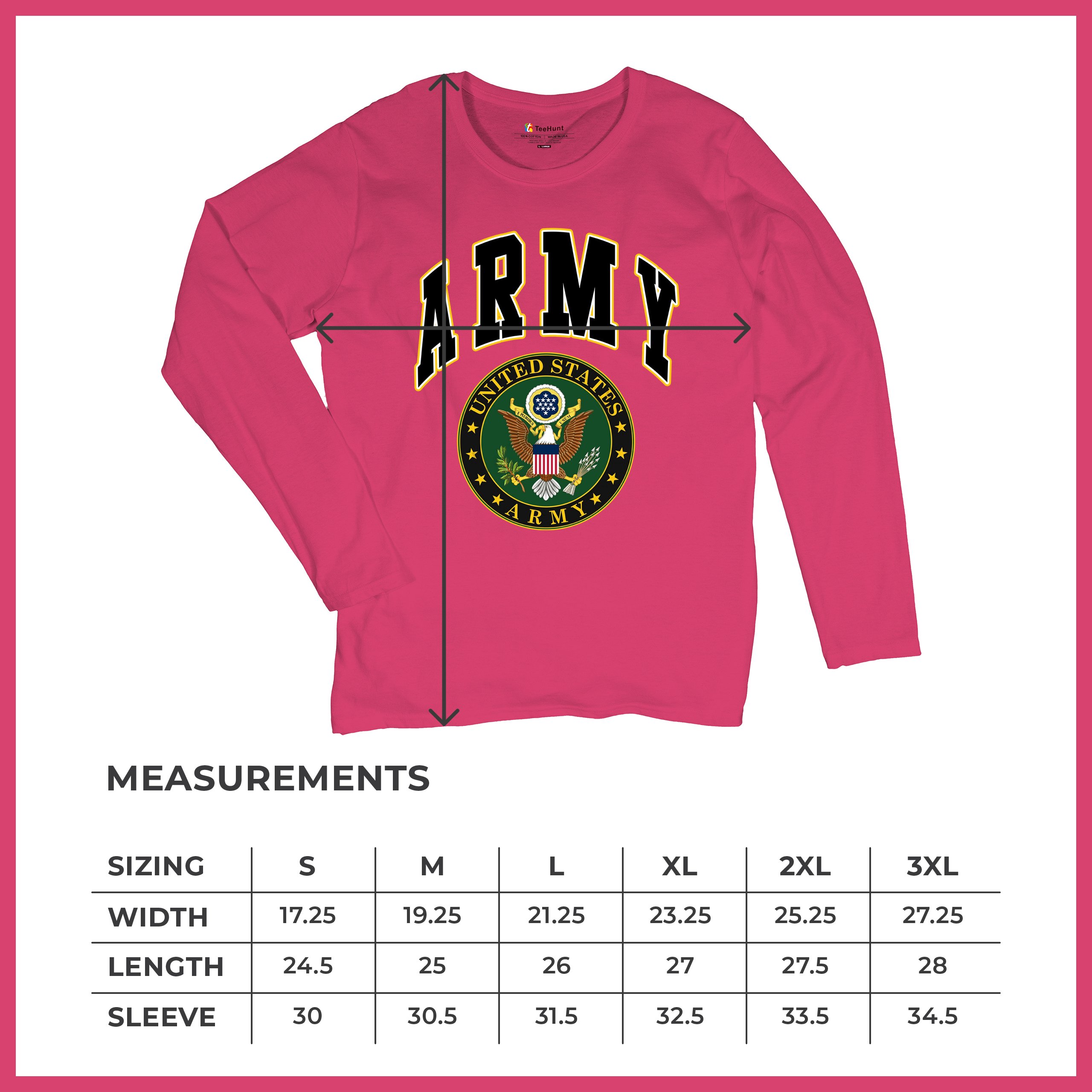 United States Army Long Sleeve T-Shirt Army Crest Patriotic