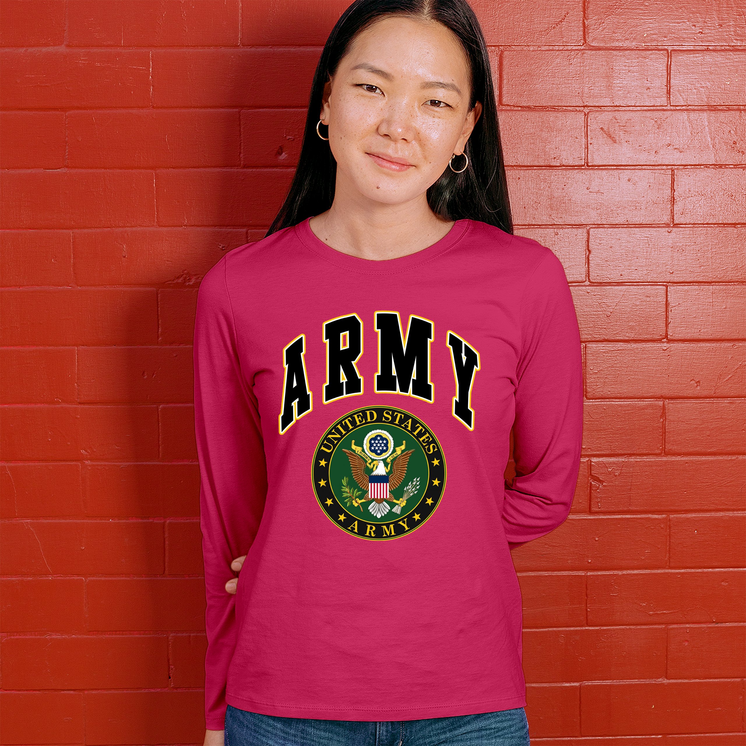 United States Army Long Sleeve T-Shirt Army Crest Patriotic