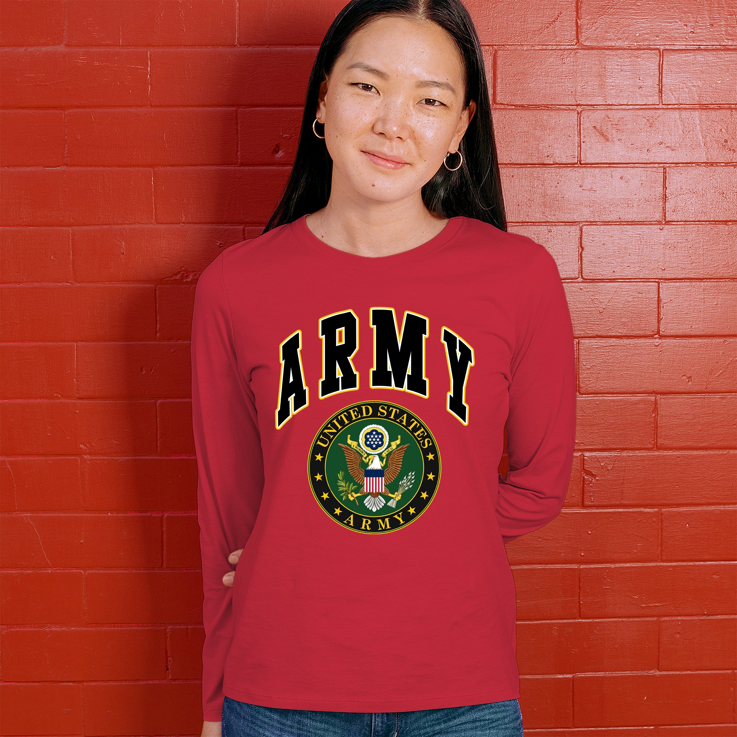 United States Army Long Sleeve T-Shirt Army Crest Patriotic