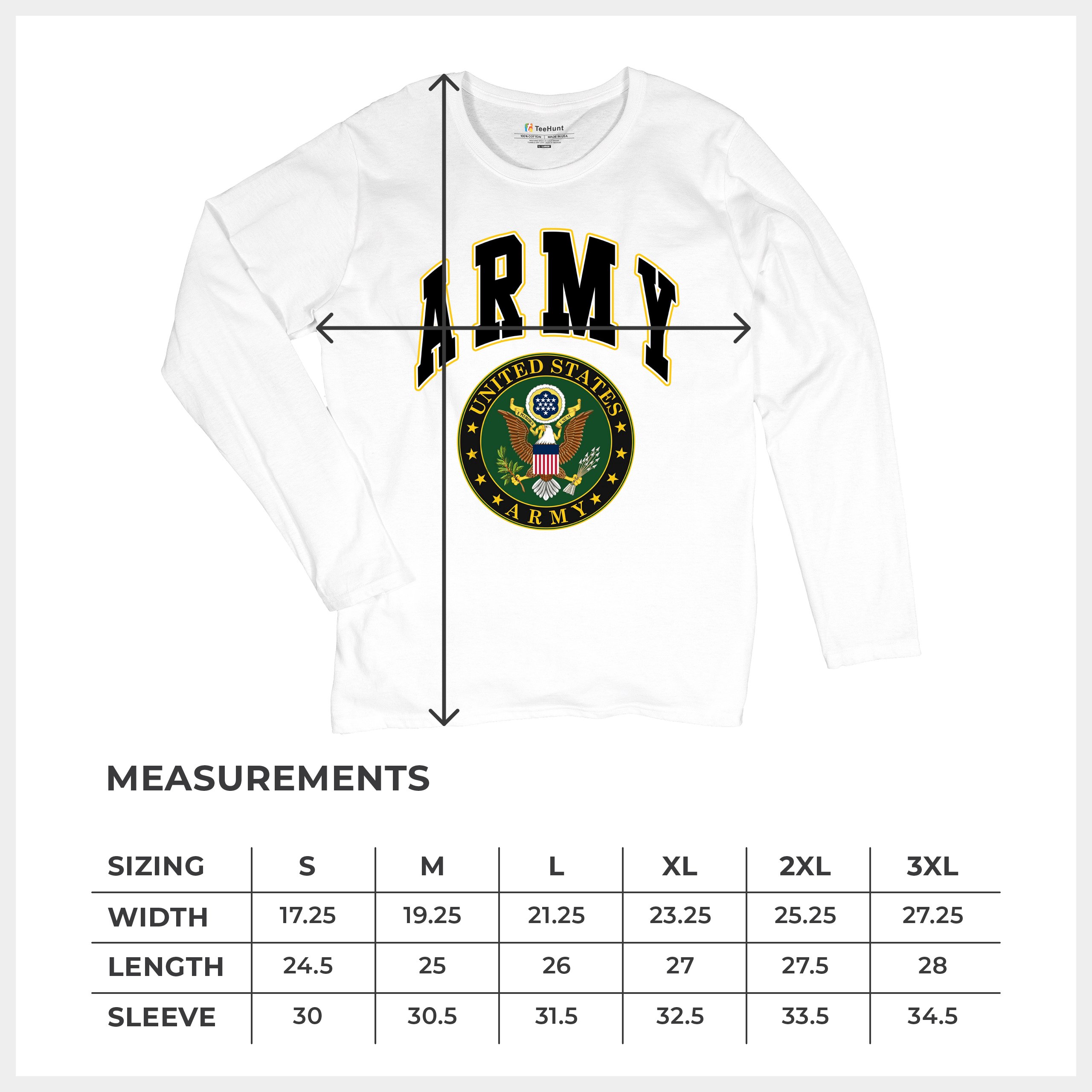 United States Army Long Sleeve T-Shirt Army Crest Patriotic