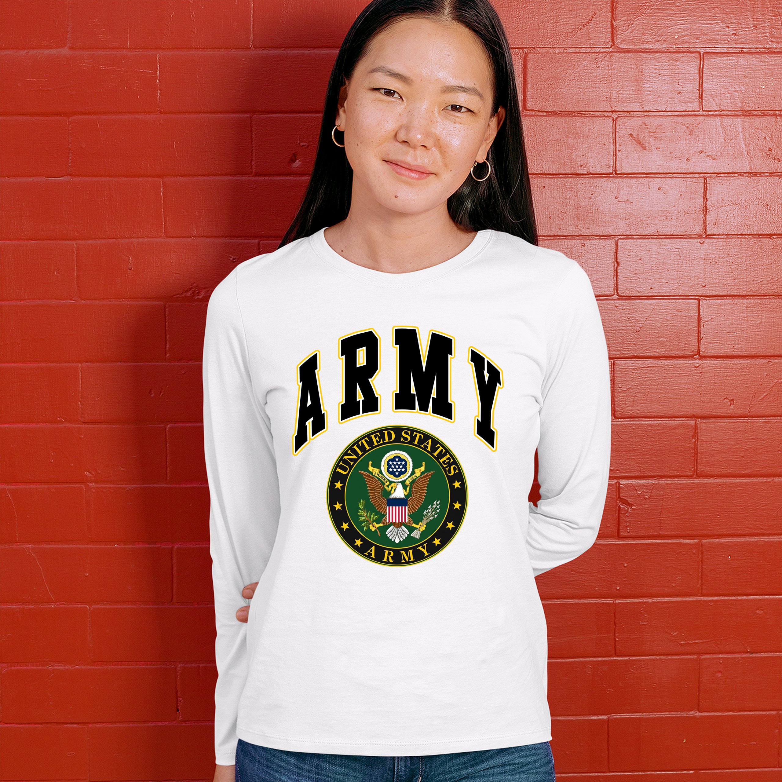 United States Army Long Sleeve T-Shirt Army Crest Patriotic