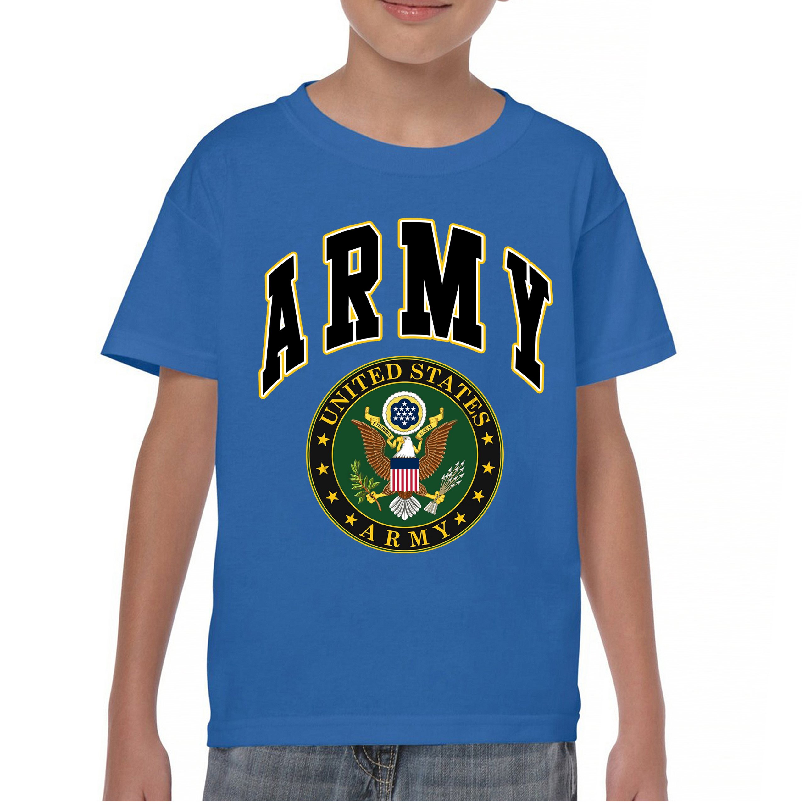 United States Army Youth T-Shirt Army Crest Patriotic Tee - Picture 43 of 56
