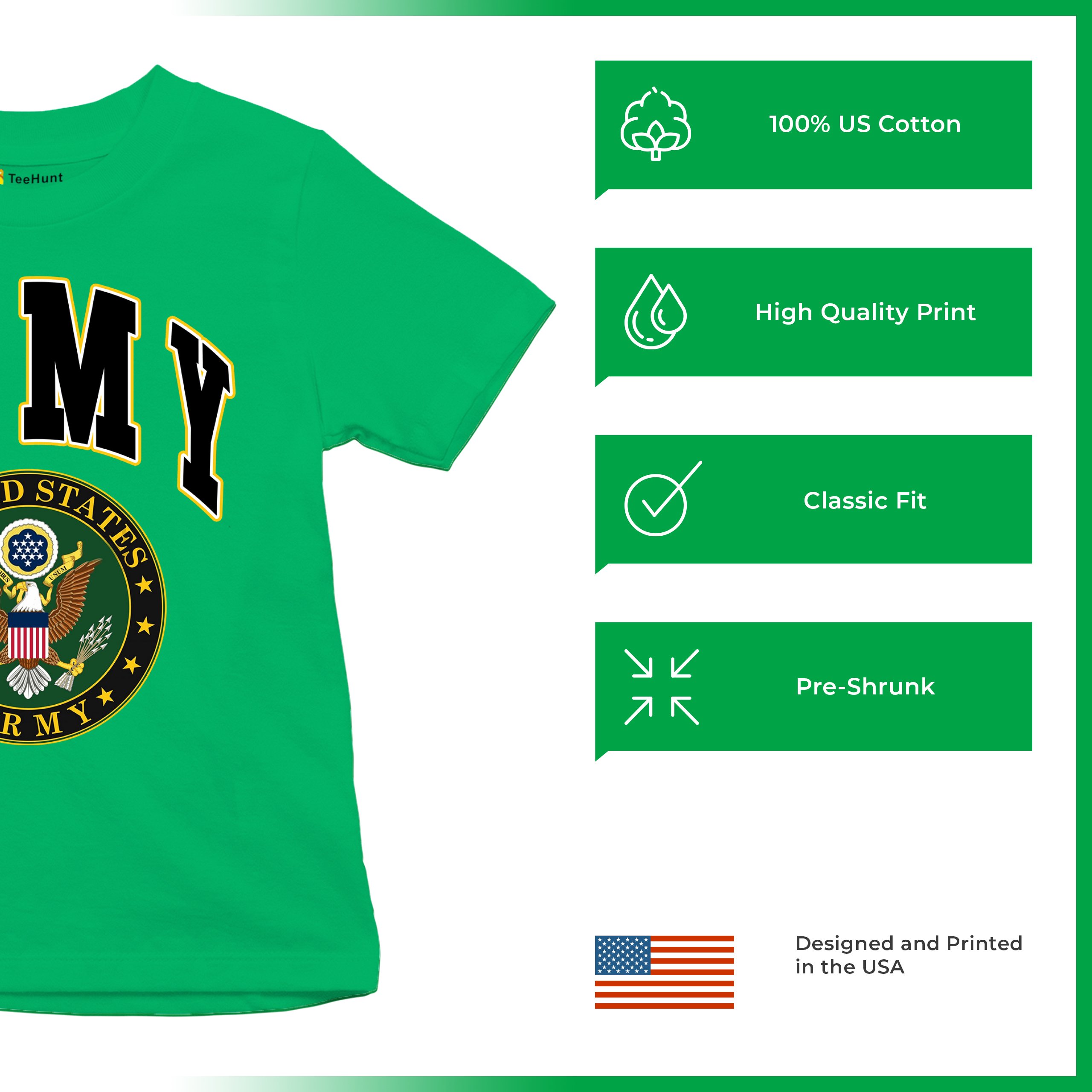 United States Army Youth T-Shirt Army Crest Patriotic Tee - Picture 41 of 56