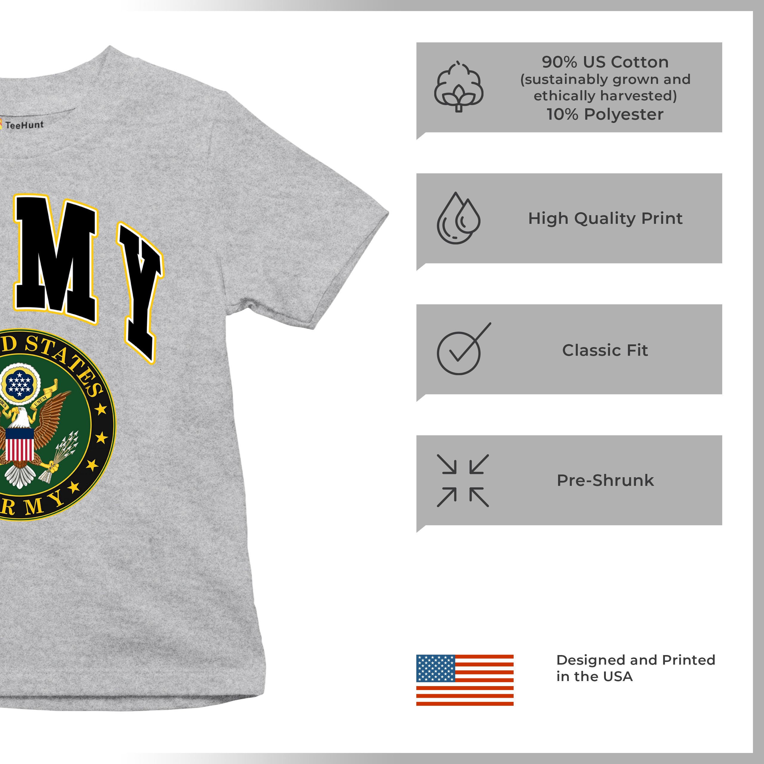 United States Army Youth T-Shirt Army Crest Patriotic Tee - Picture 27 of 56