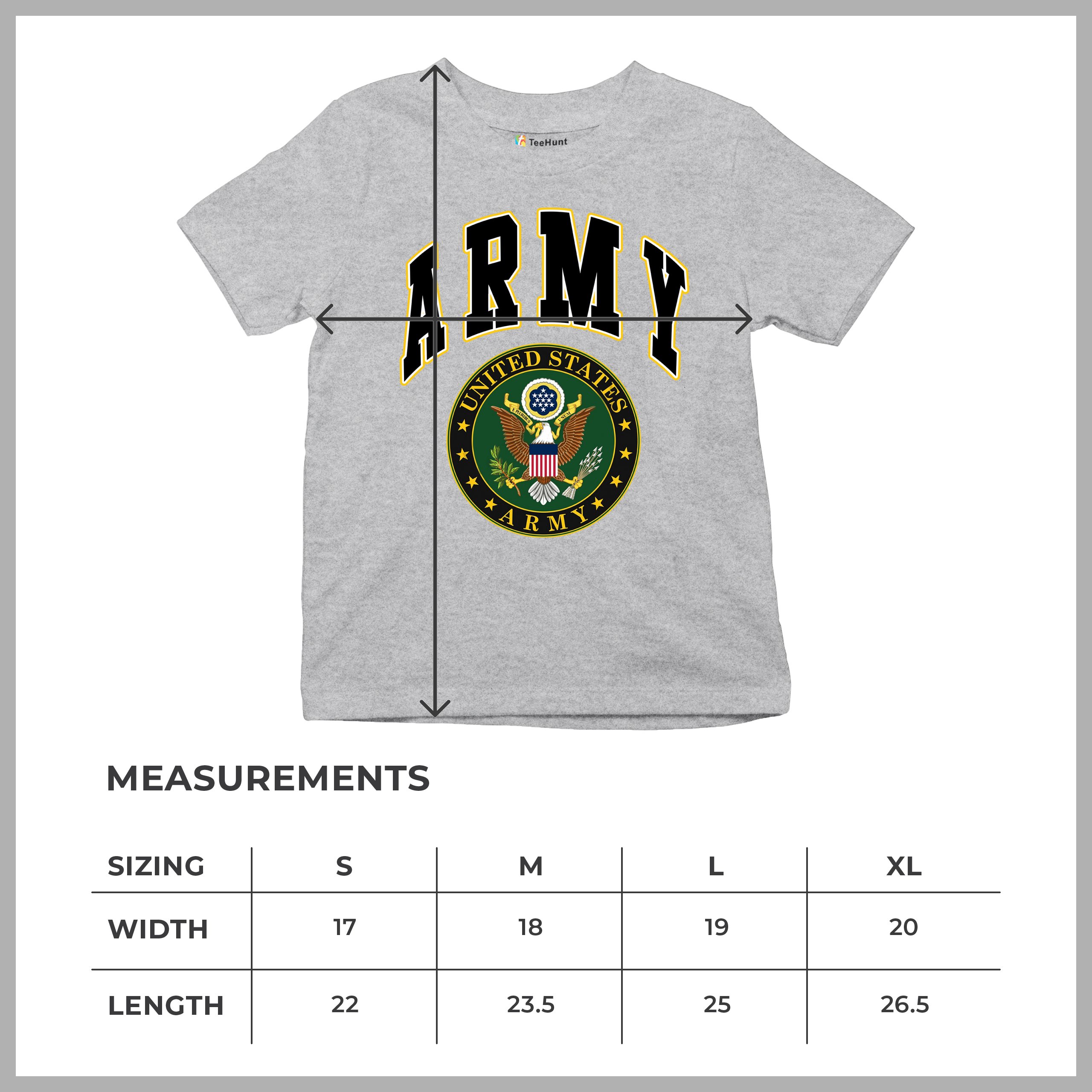 United States Army Youth T-Shirt Army Crest Patriotic Tee - Picture 28 of 56