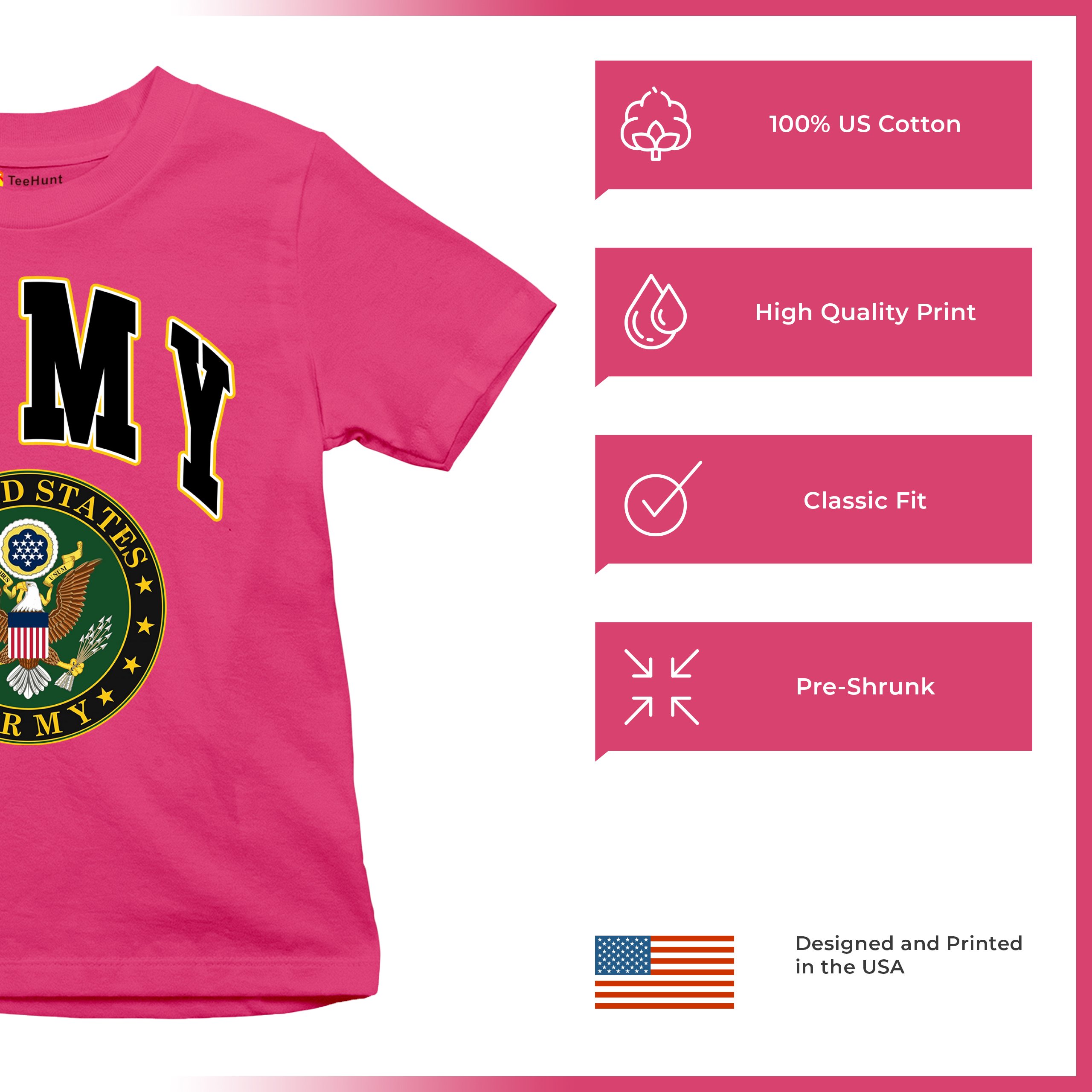 United States Army Youth T-Shirt Army Crest Patriotic Tee - Picture 34 of 56