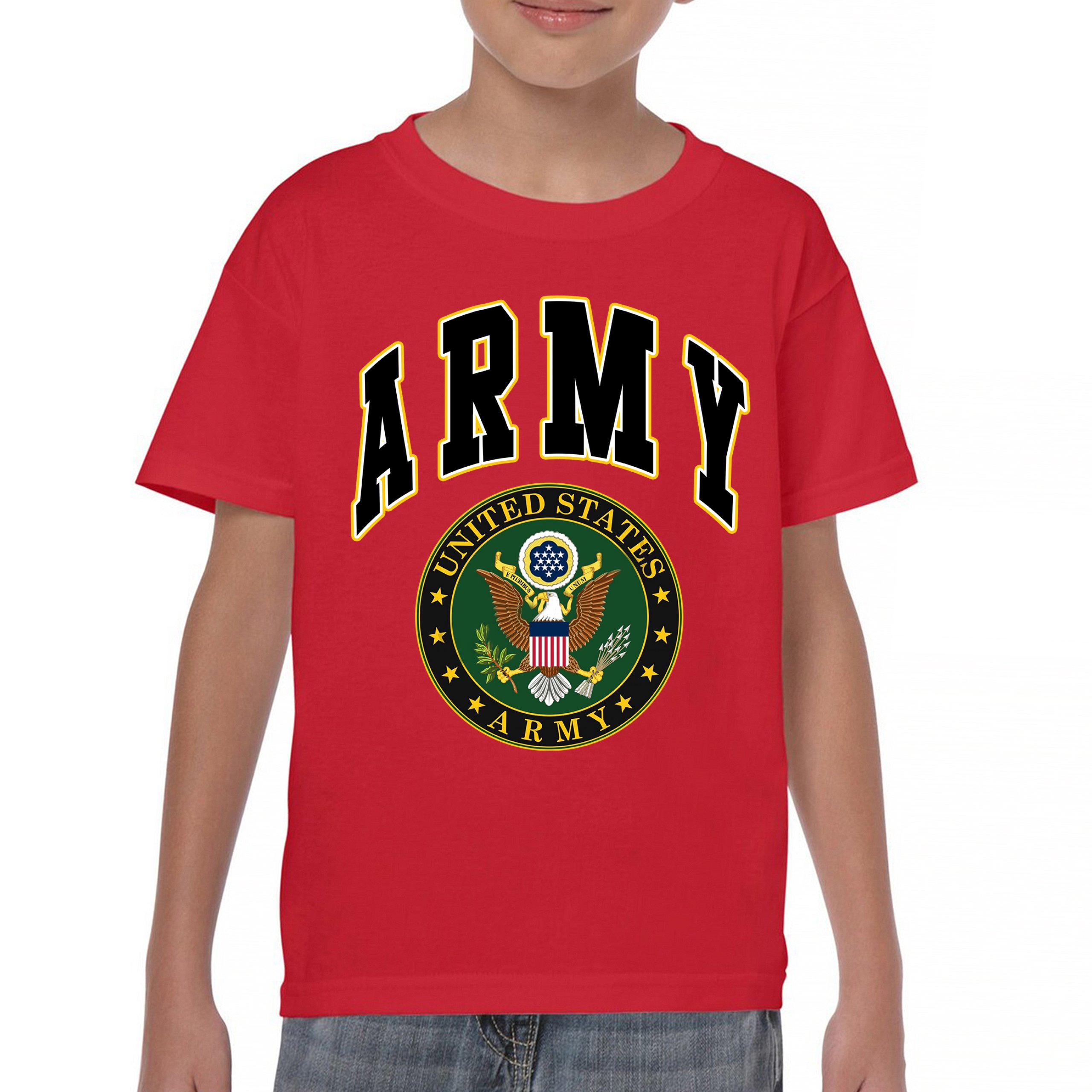 United States Army Youth T-Shirt Army Crest Patriotic Tee - Picture 50 of 56
