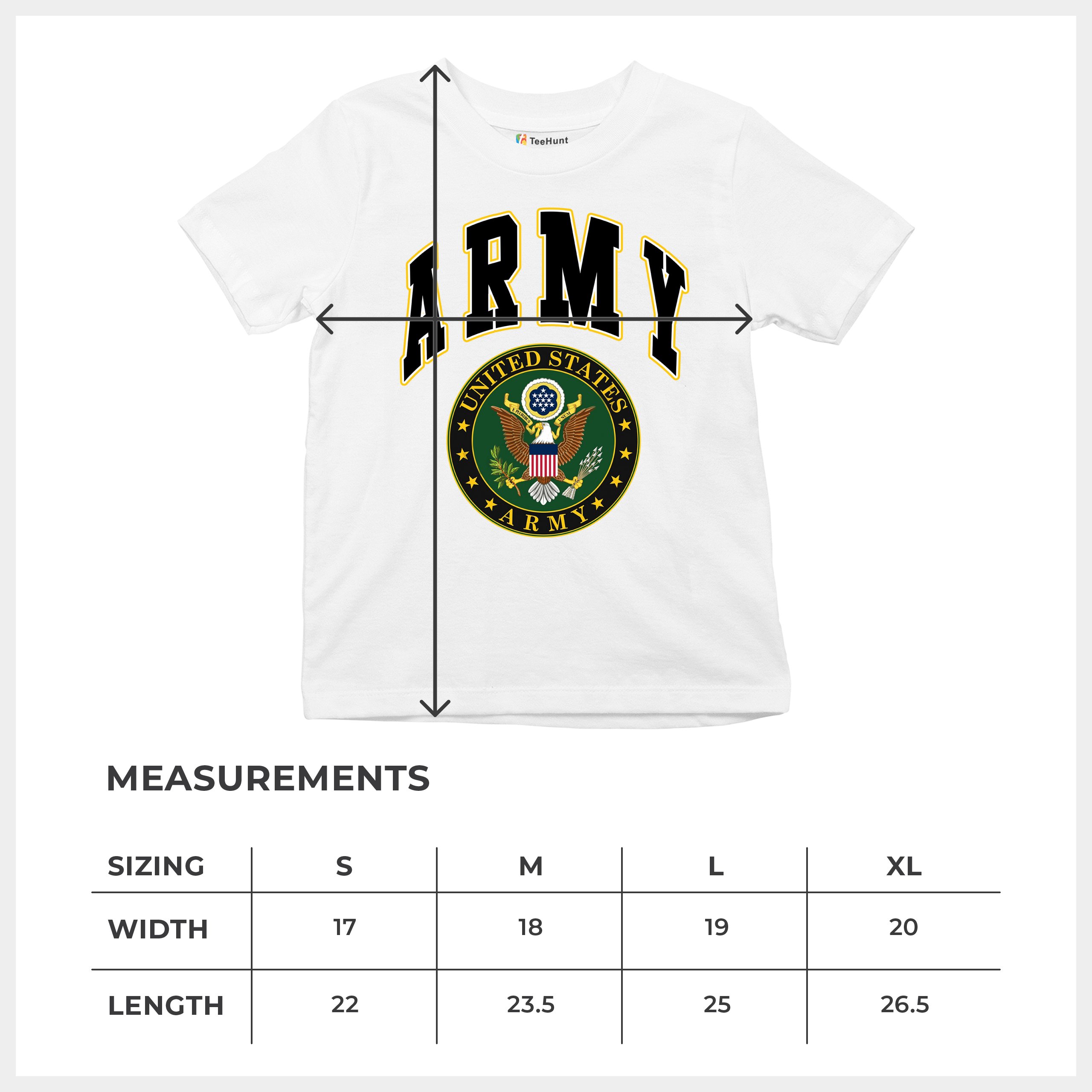United States Army Youth T-Shirt Army Crest Patriotic Tee - Picture 21 of 56