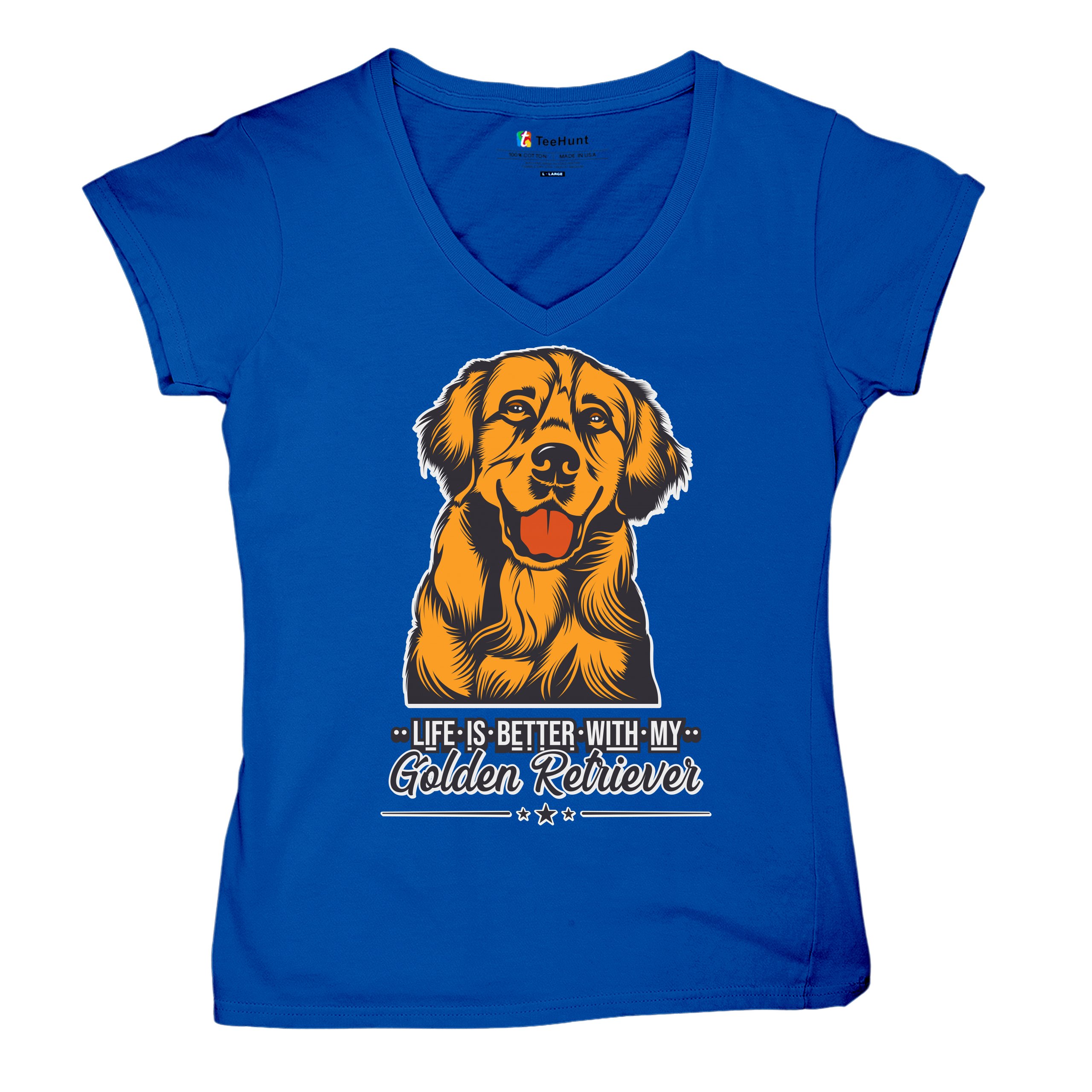 Life is Better With My Golden Retriever Women's V-Neck T-shirt Dog Owner Tee - Picture 61 of 77