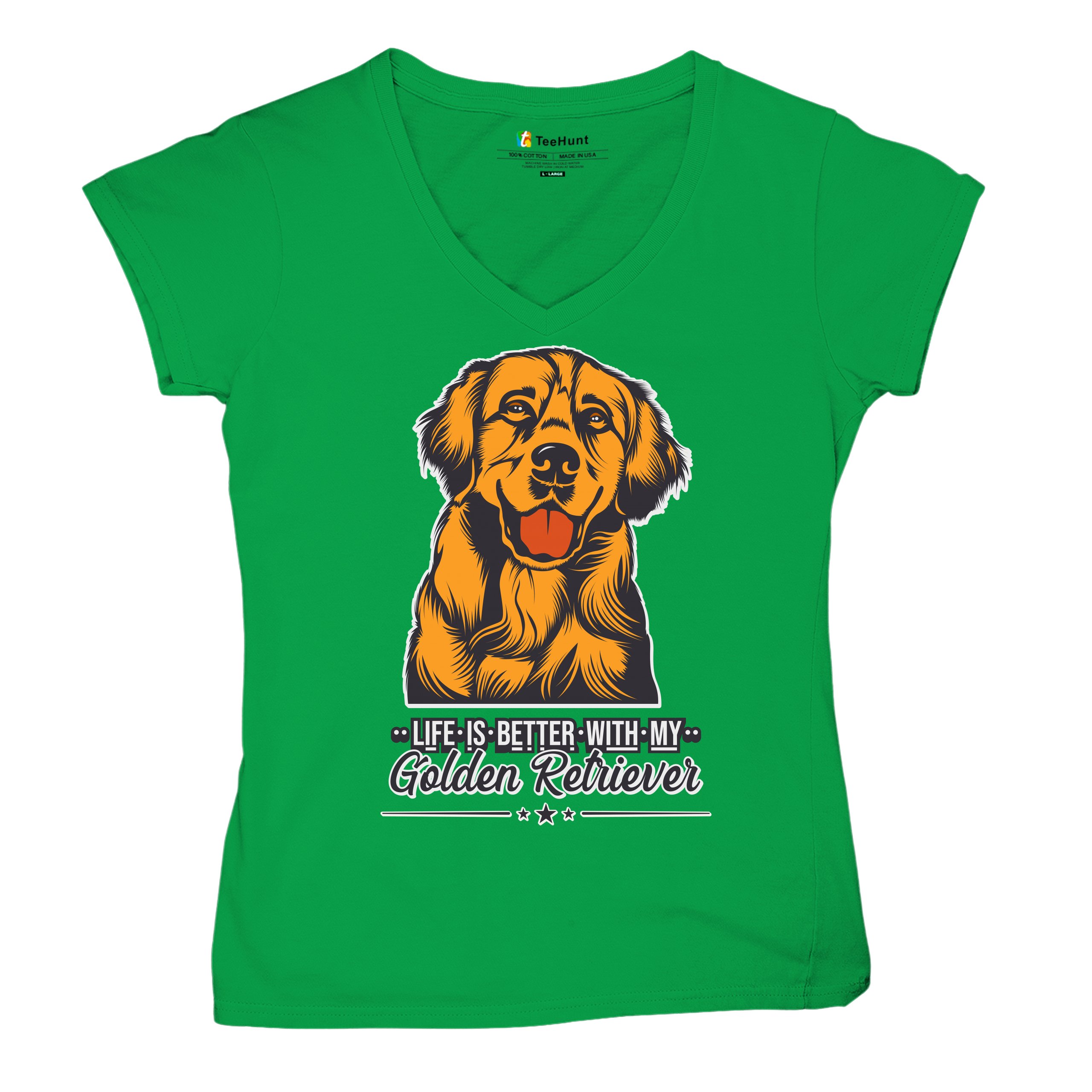 Life is Better With My Golden Retriever Women's V-Neck T-shirt Dog Owner Tee - Picture 54 of 77