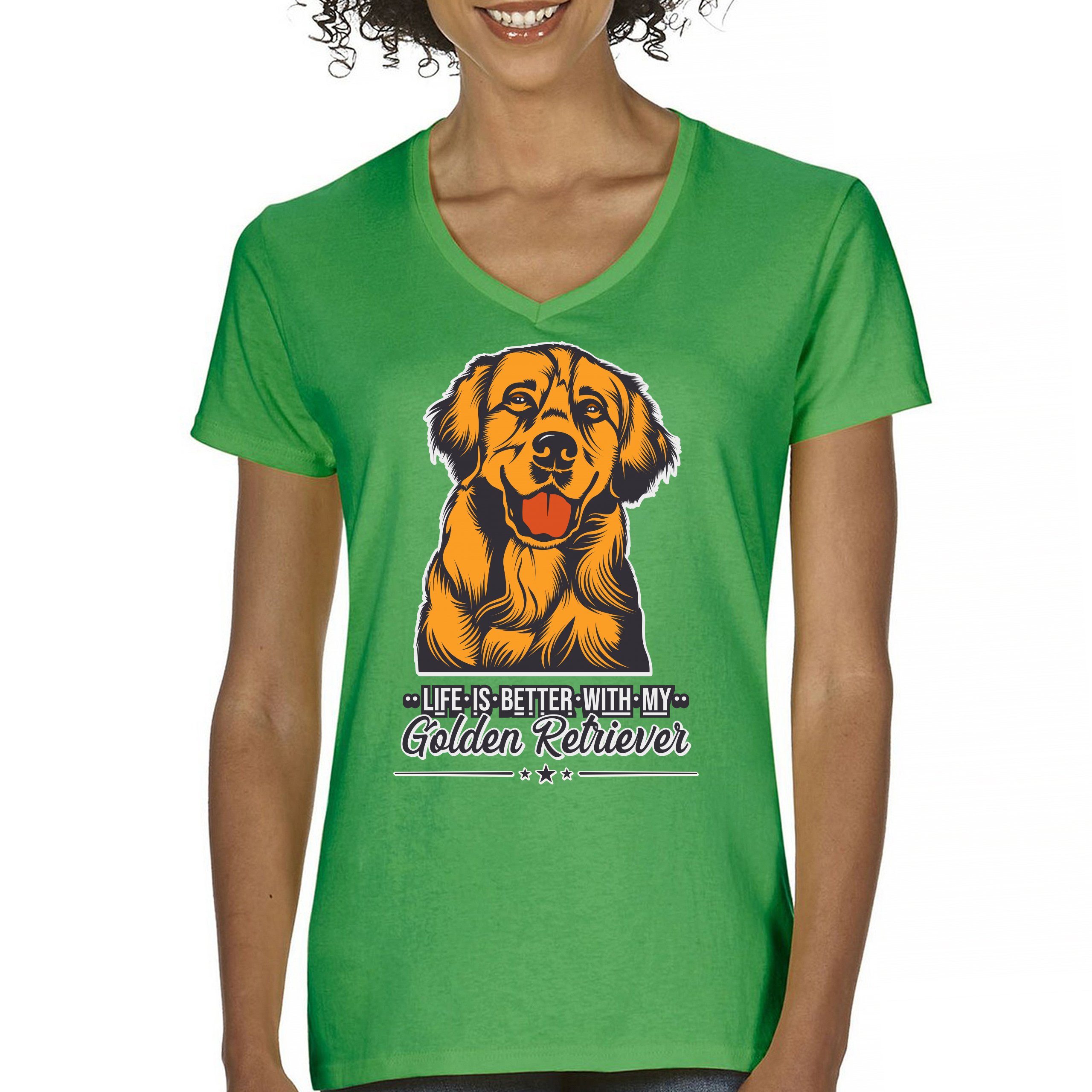 Life is Better With My Golden Retriever Women's V-Neck T-shirt Dog Owner Tee - Picture 50 of 77