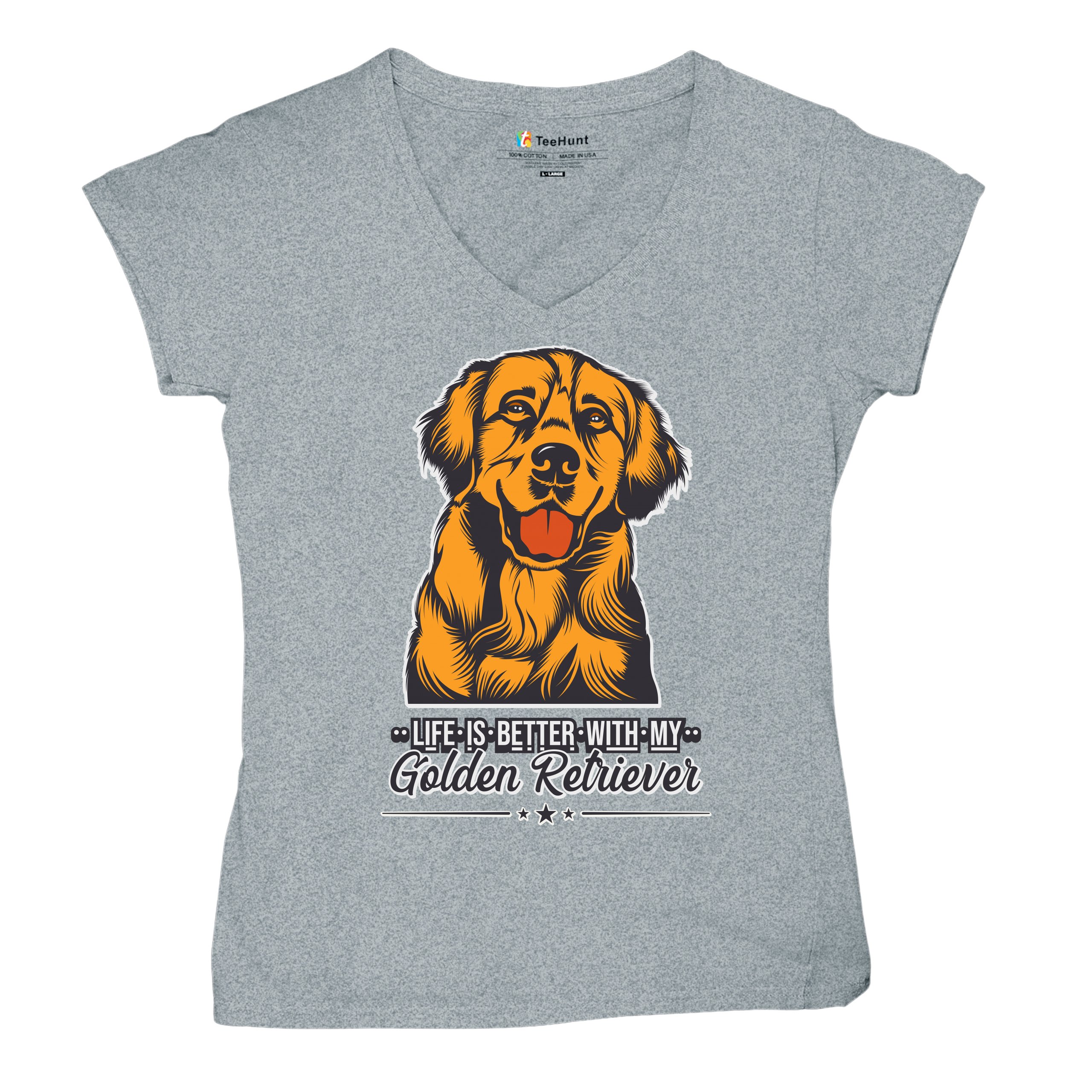 Life is Better With My Golden Retriever Women's V-Neck T-shirt Dog Owner Tee - Picture 26 of 77