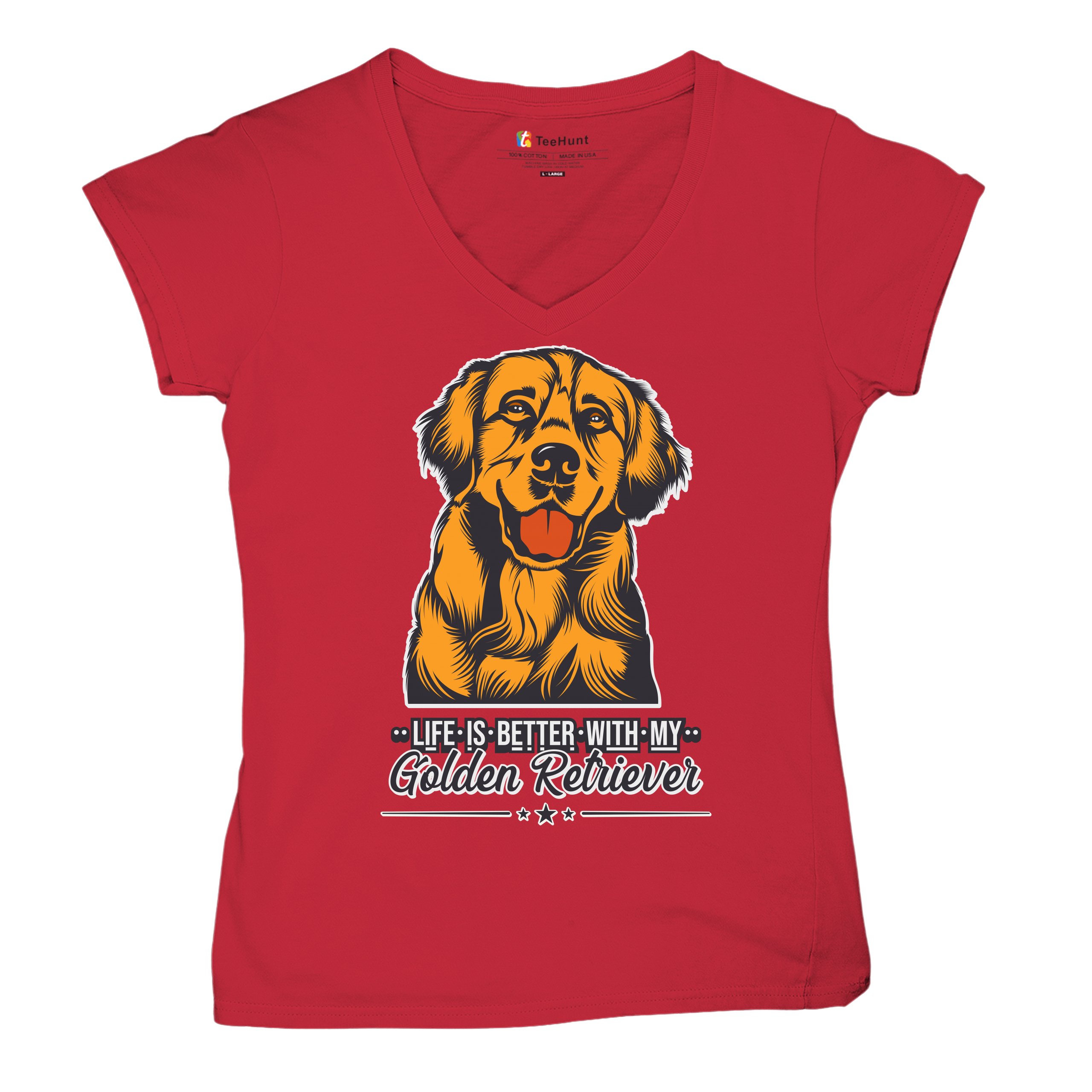 Life is Better With My Golden Retriever Women's V-Neck T-shirt Dog Owner Tee - Picture 40 of 77
