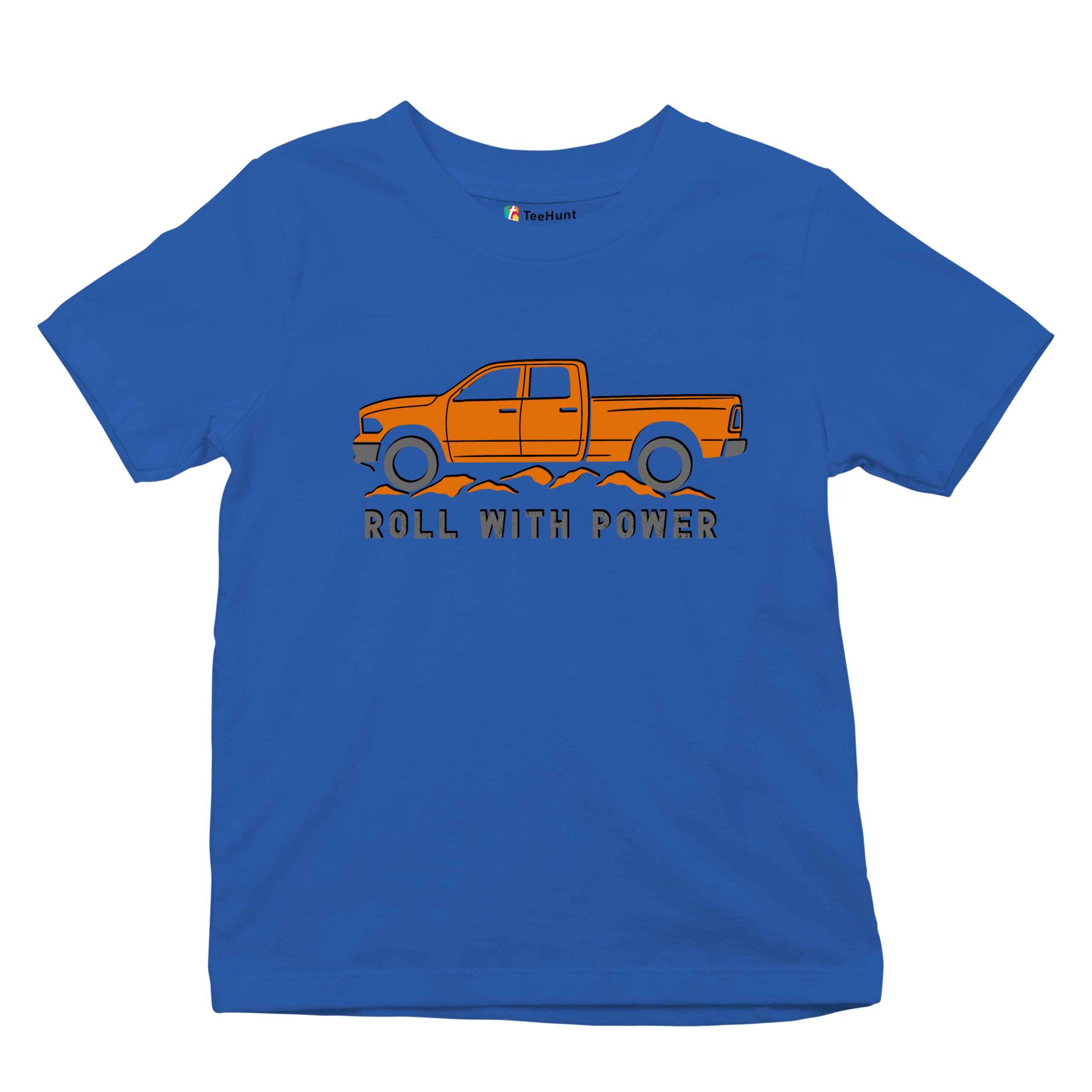 Roll With Power American Pickup Truck Youth T-shirt Offroad 4x4 Rugged Kids - Picture 41 of 50